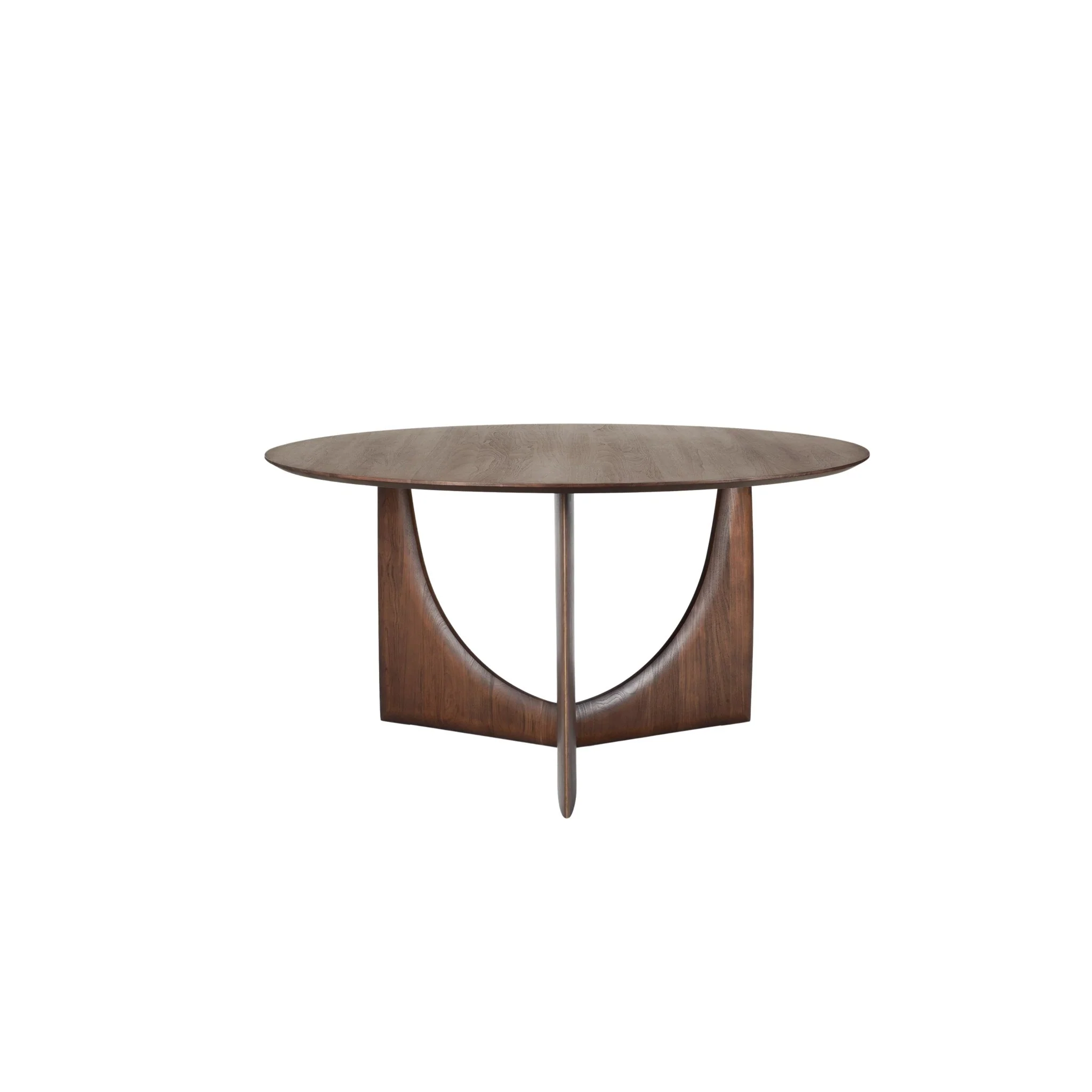 Geometric Round Dining Table - Teak Brown - Image 3
