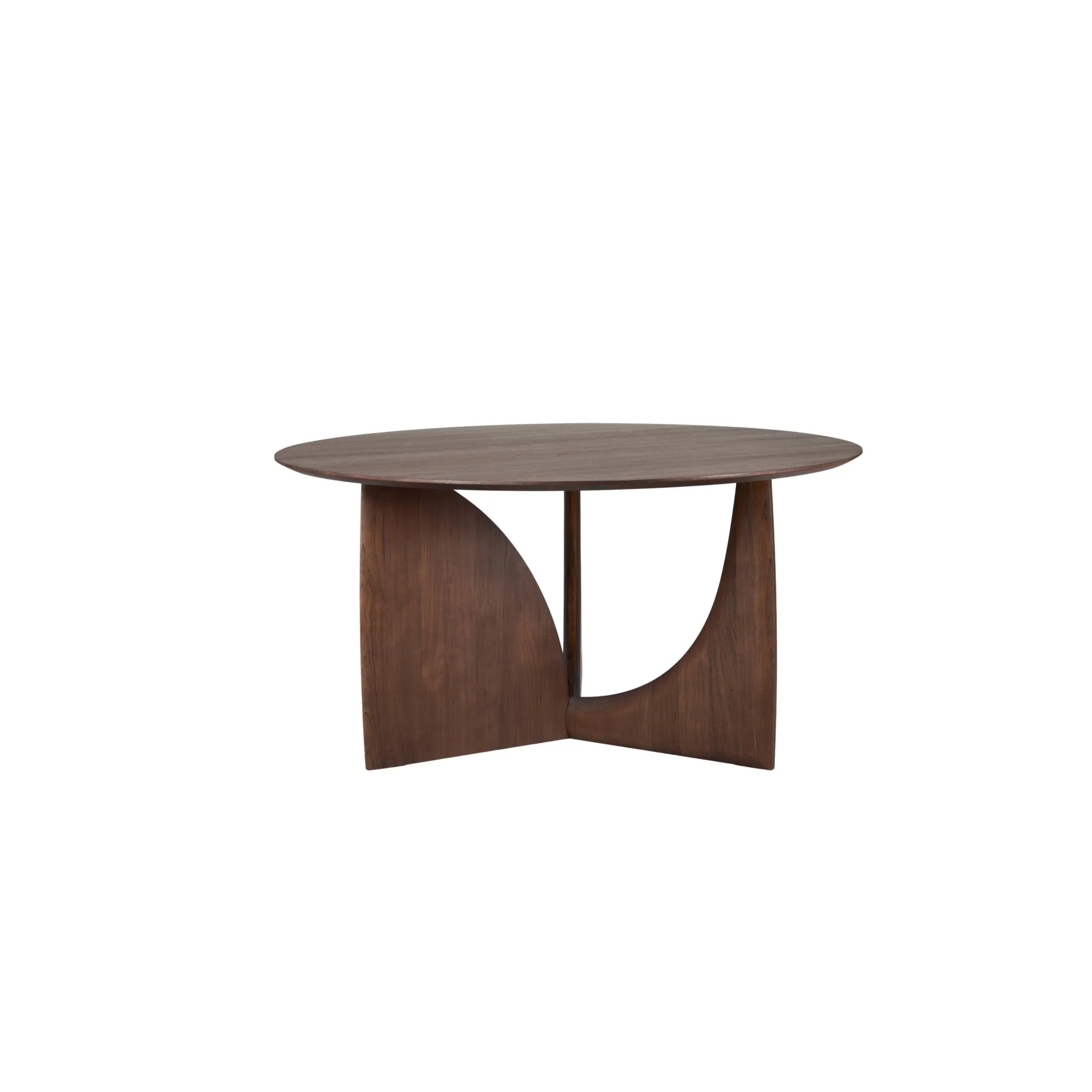 Geometric Round Dining Table - Teak Brown - Image 4
