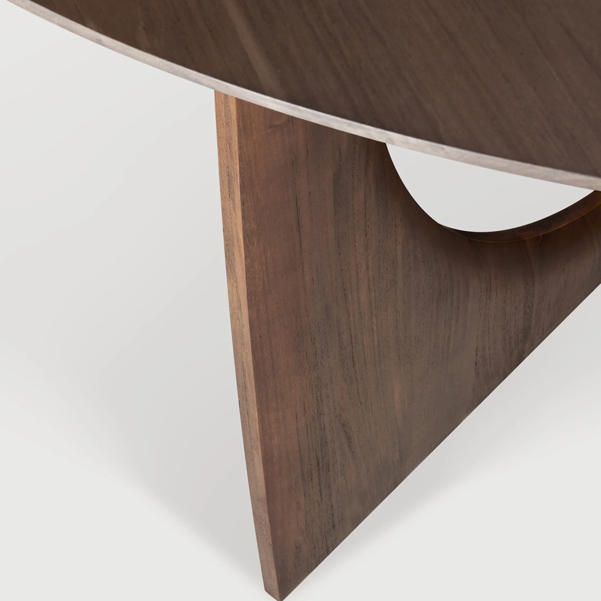 Geometric Round Dining Table - Teak Brown - Image 5