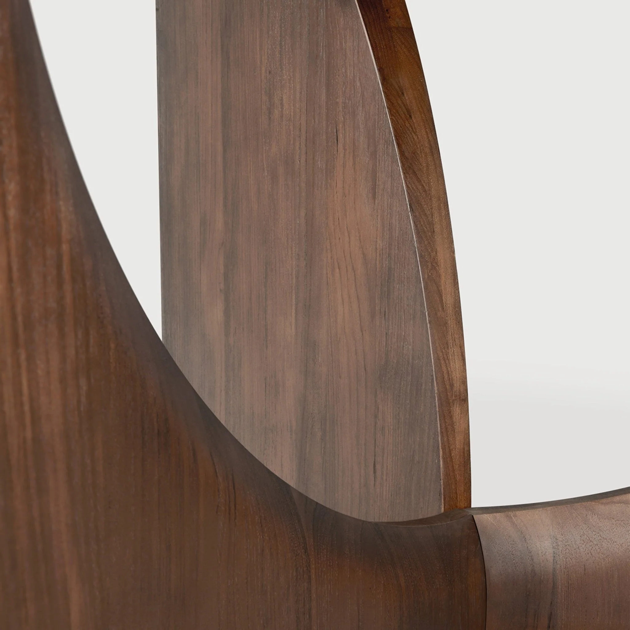 Geometric Round Dining Table - Teak Brown - Image 6