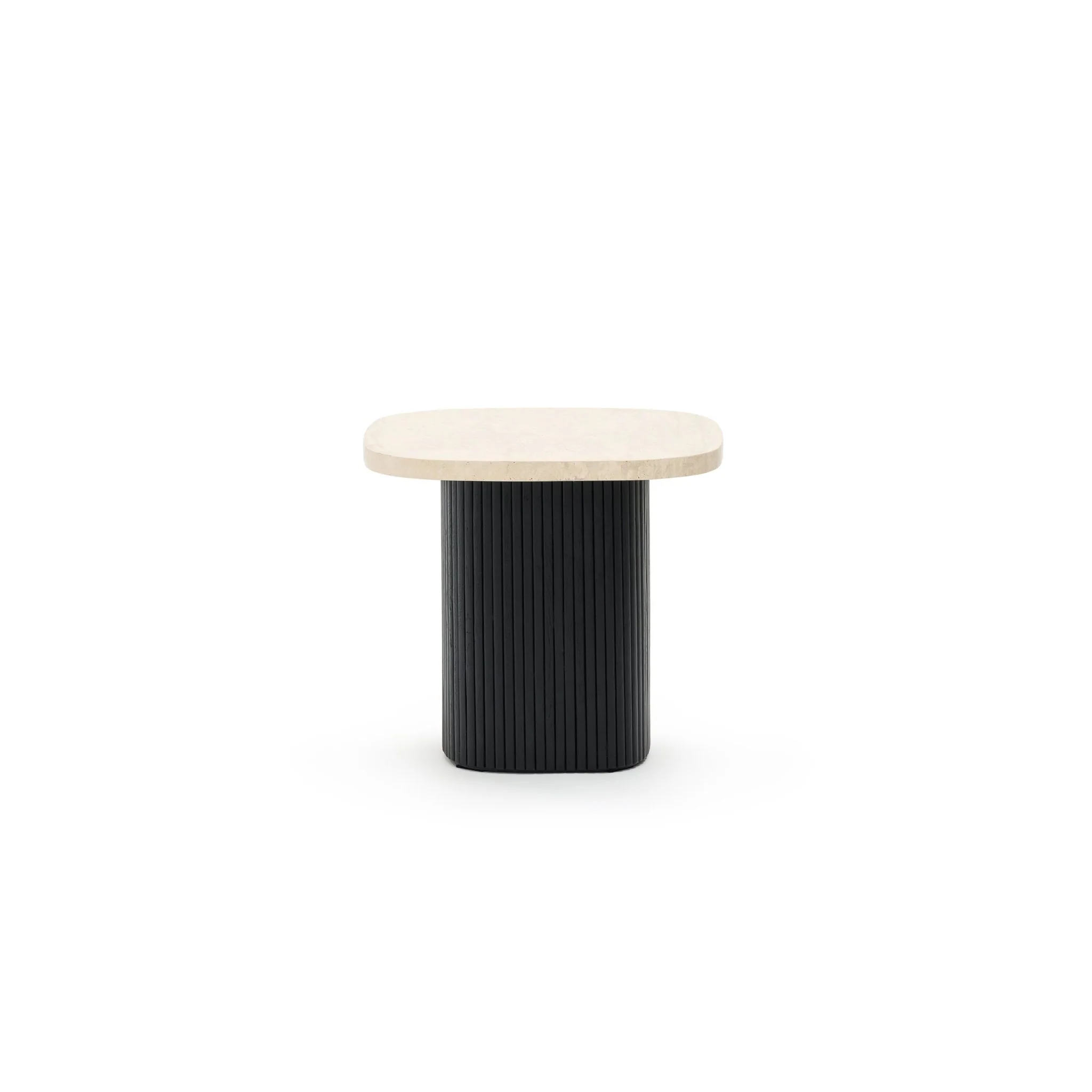 Gion Coffee Table 55 - Black Oak & Travertine