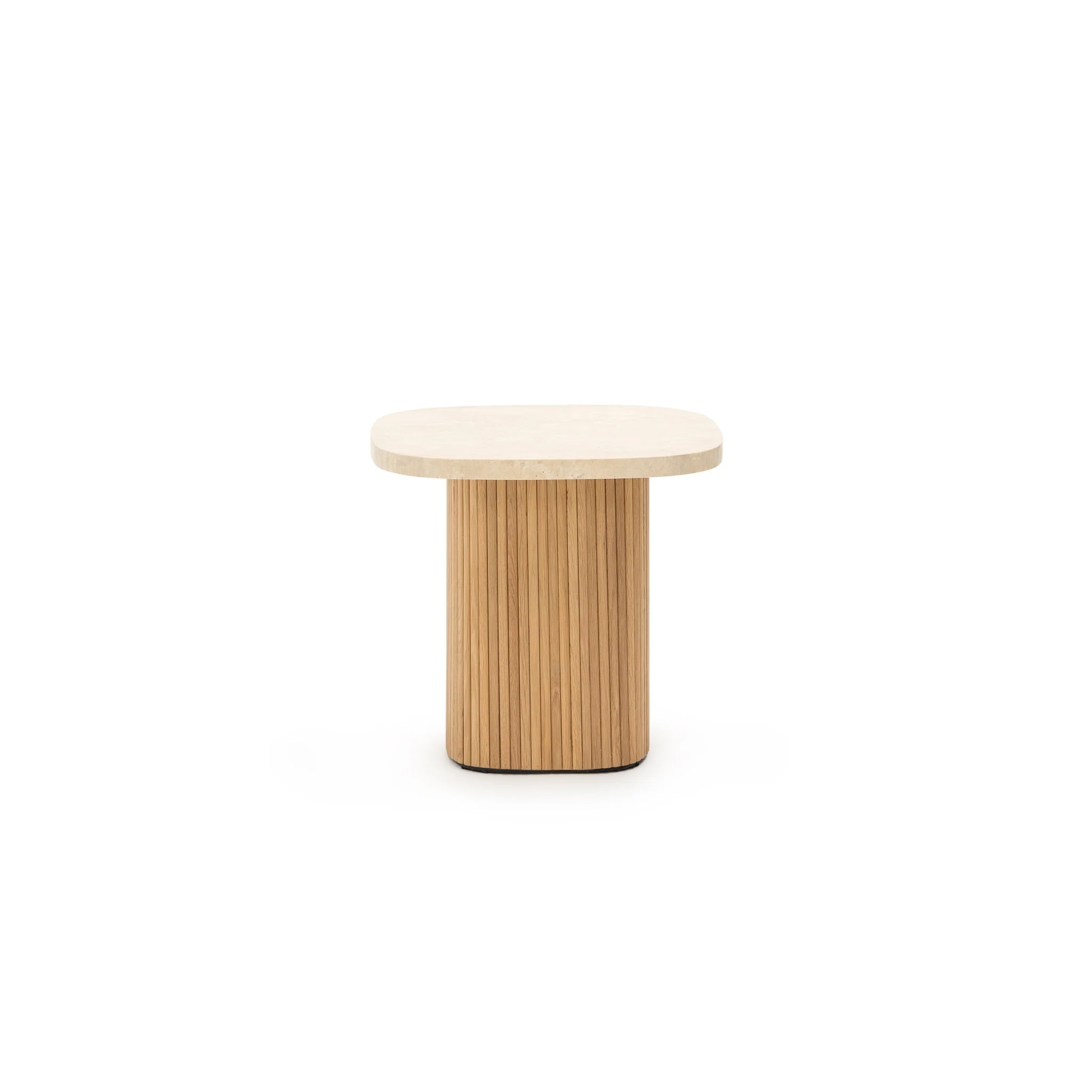 Gion Coffee Table 55 - Light Oak & Travertine