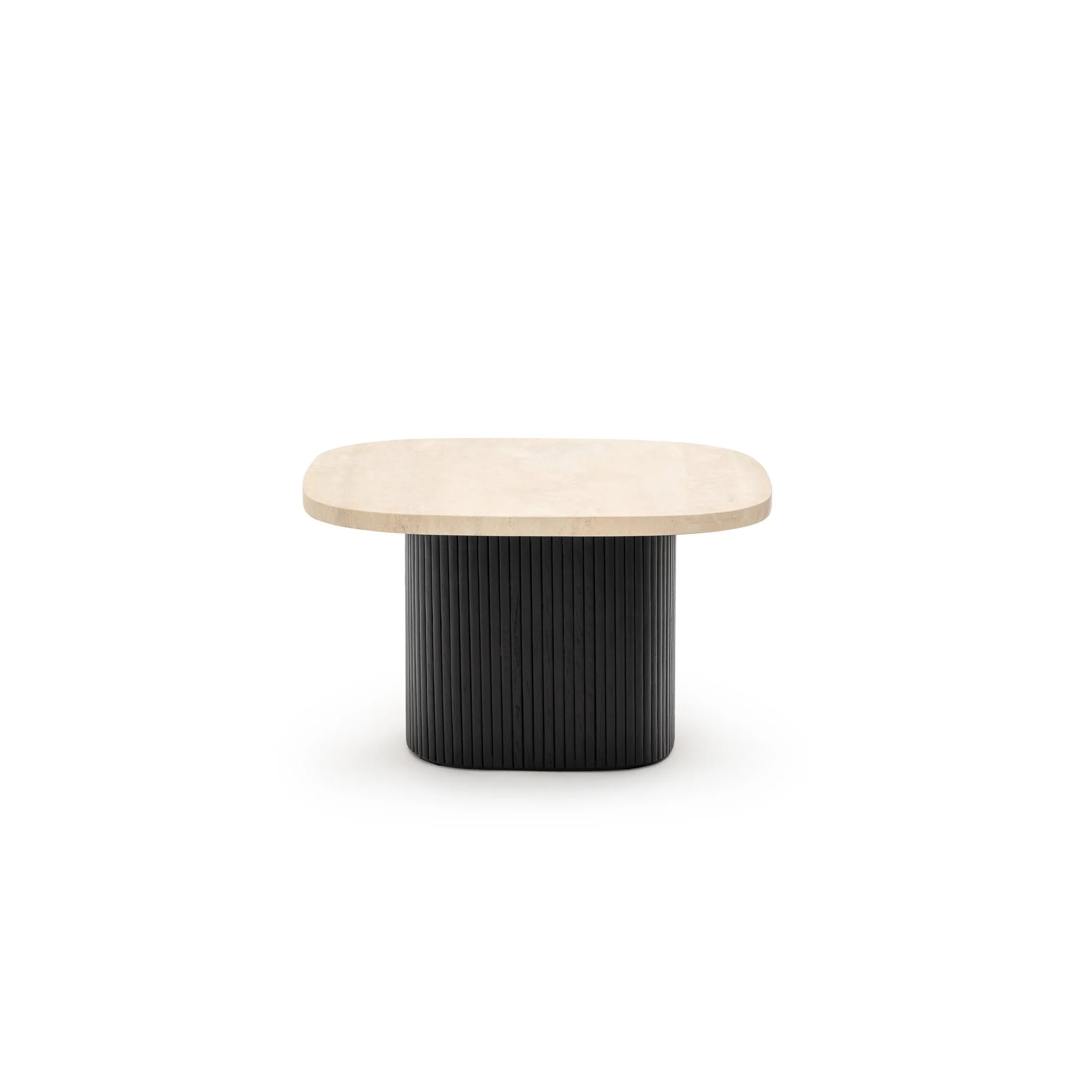 Gion Coffee Table 70 - Black Oak & Travertine