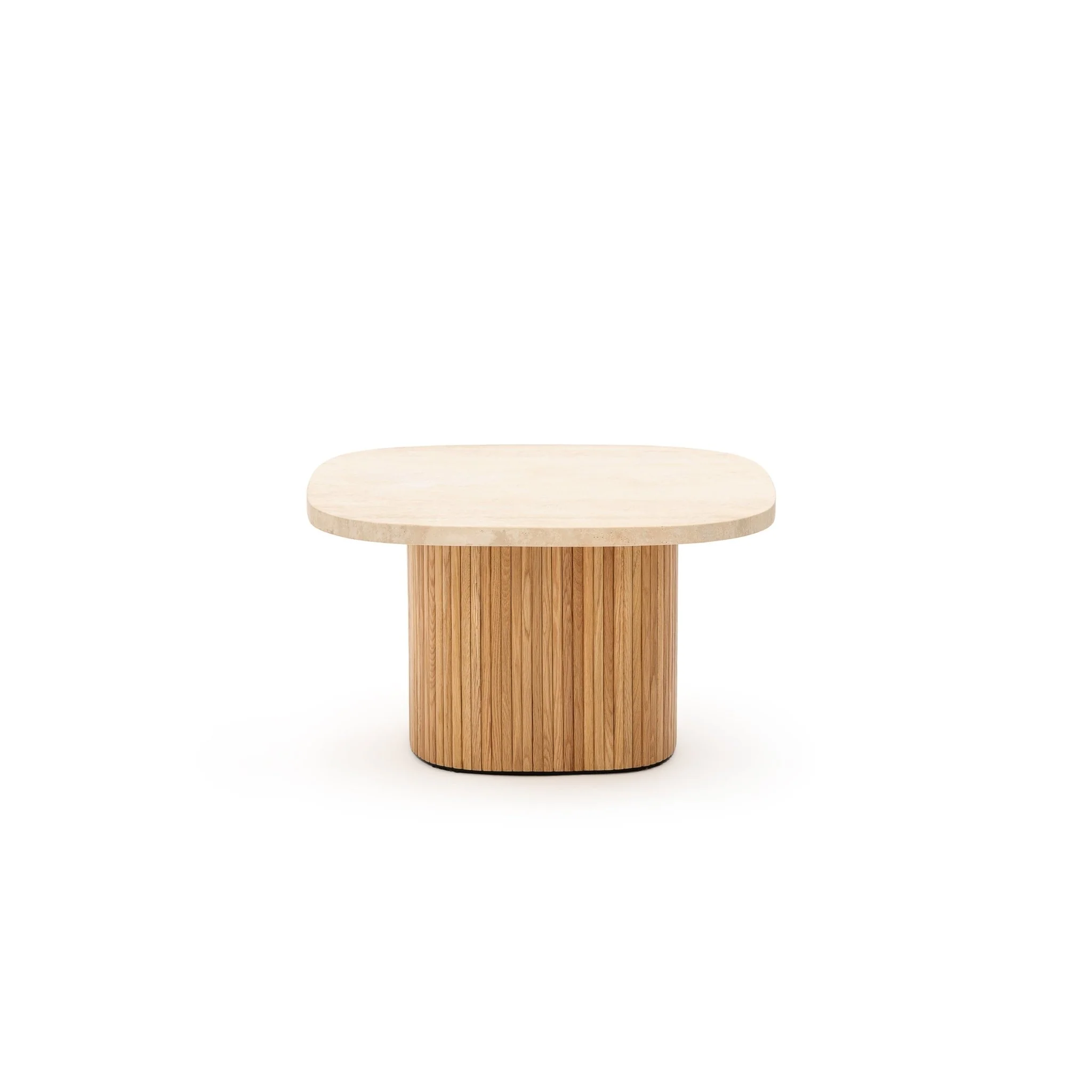 Gion Coffee Table 70 - Light Oak & Travertine