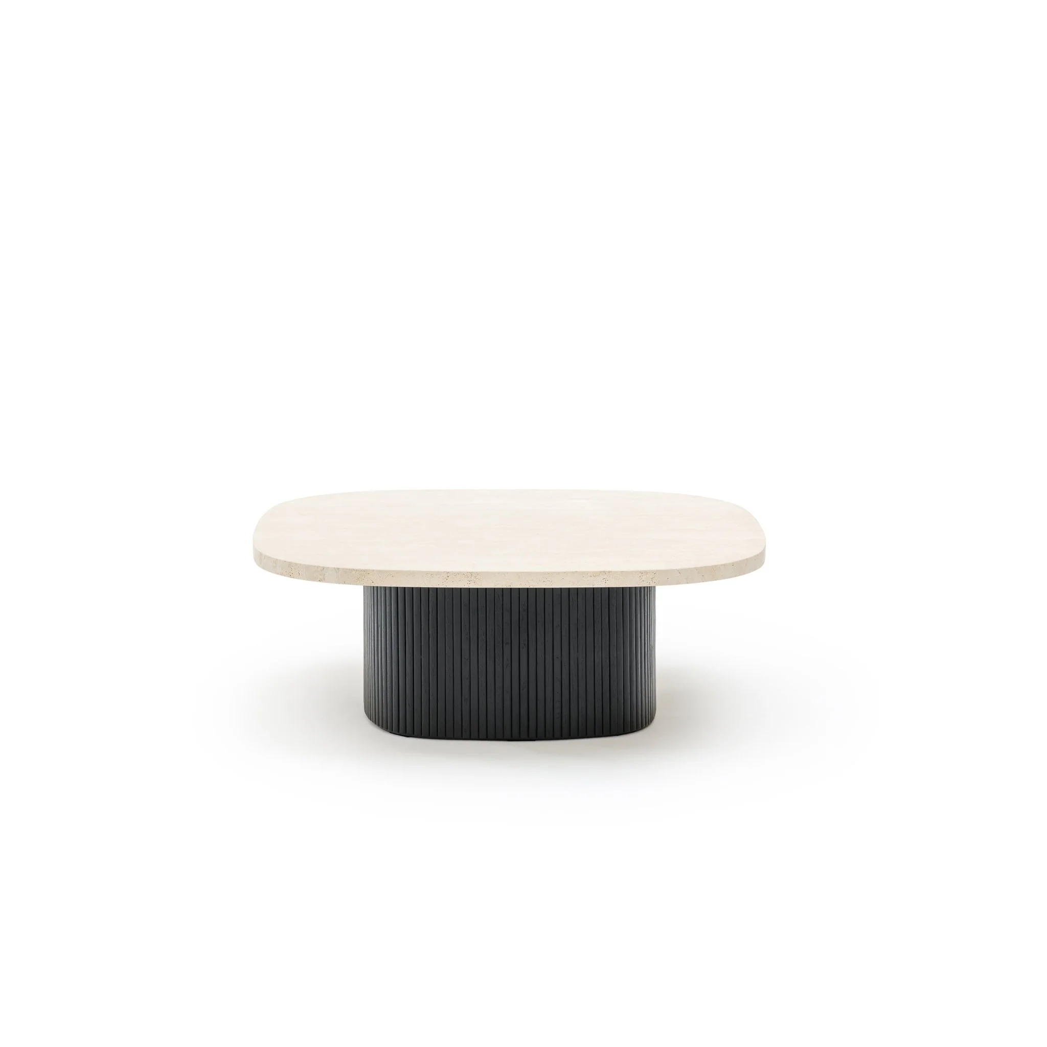 Gion Coffee Table 95 - Black Oak & Travertine