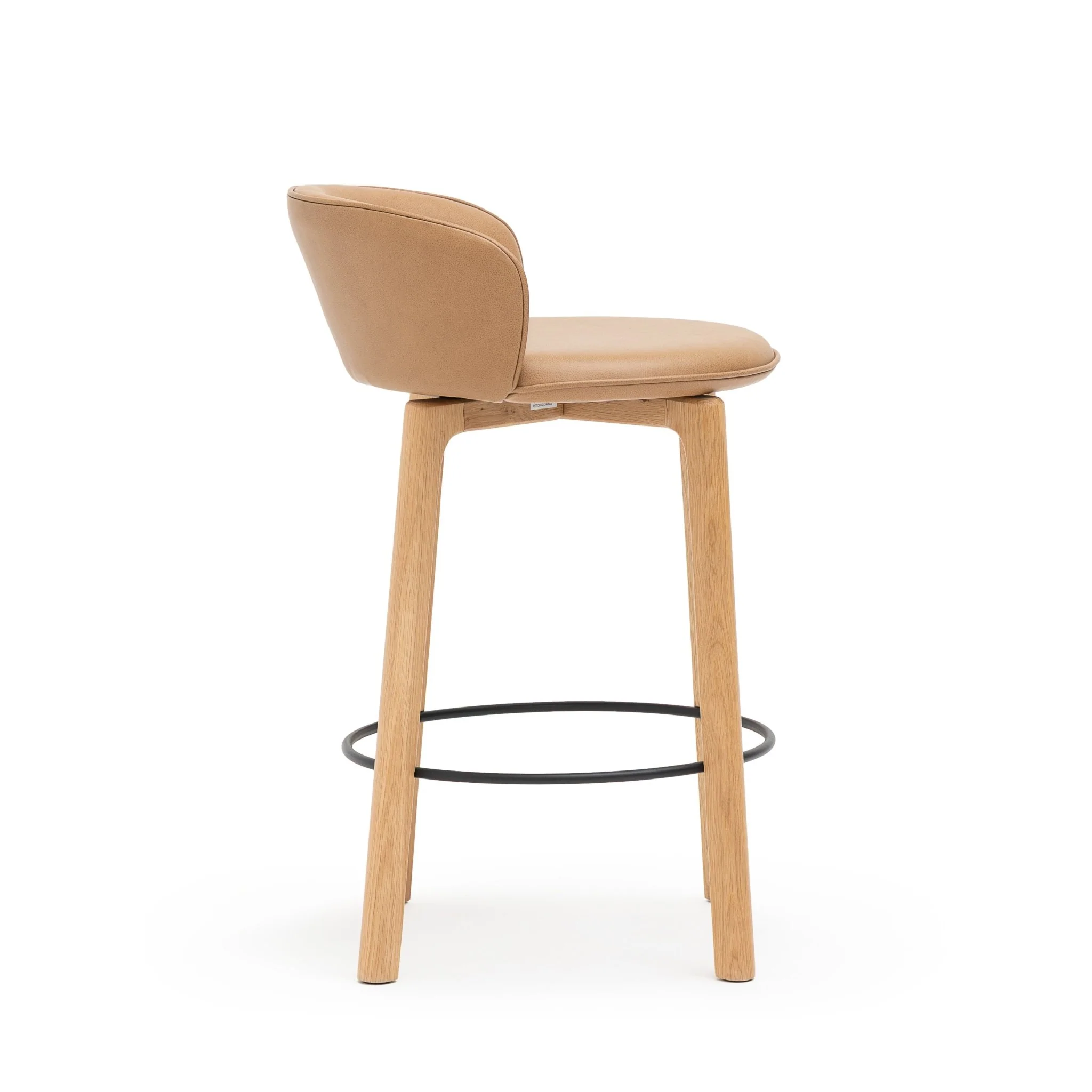 Glide Counter Chair - Light Oak & Pecan Leather - Image 3
