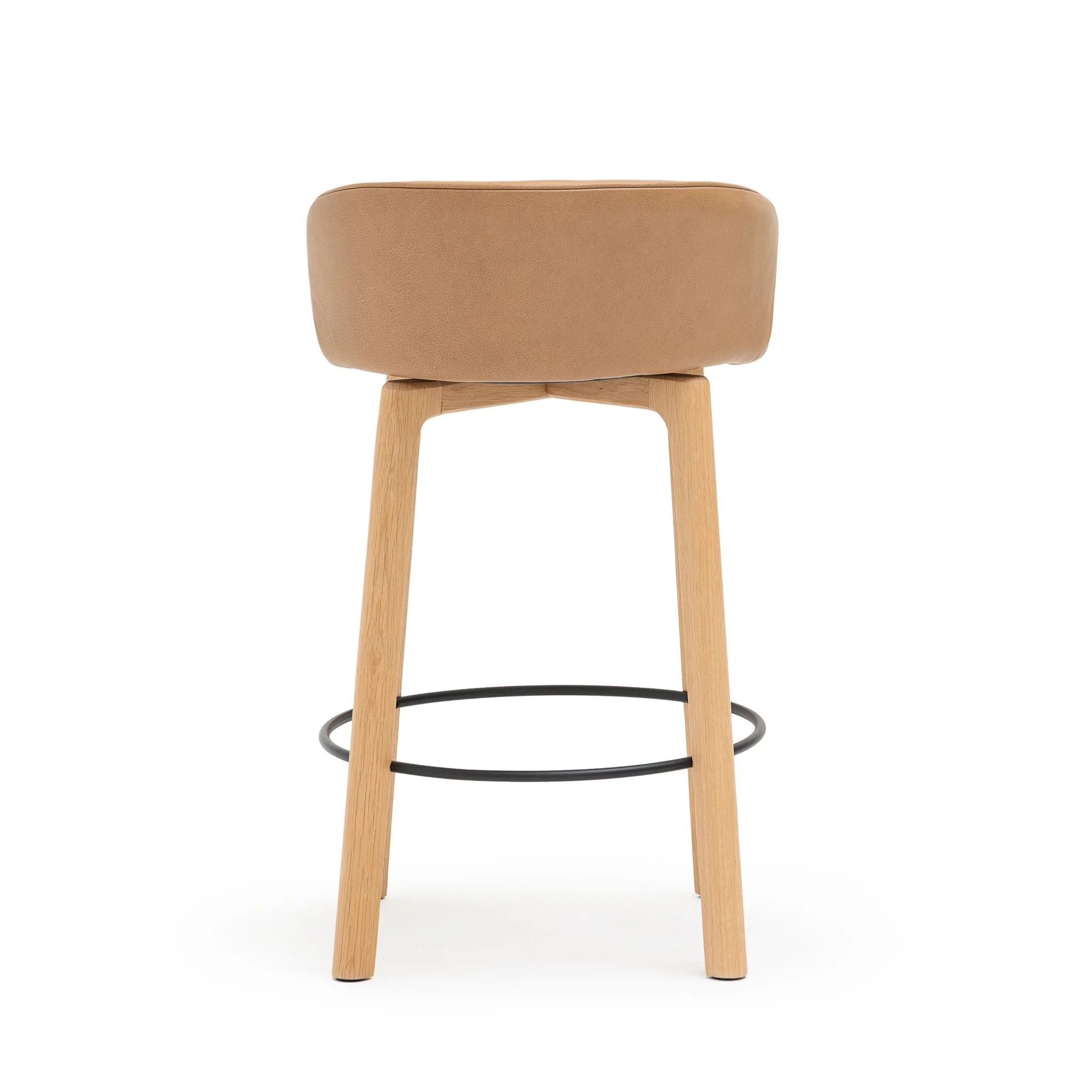 Glide Counter Chair - Light Oak & Pecan Leather - Image 4