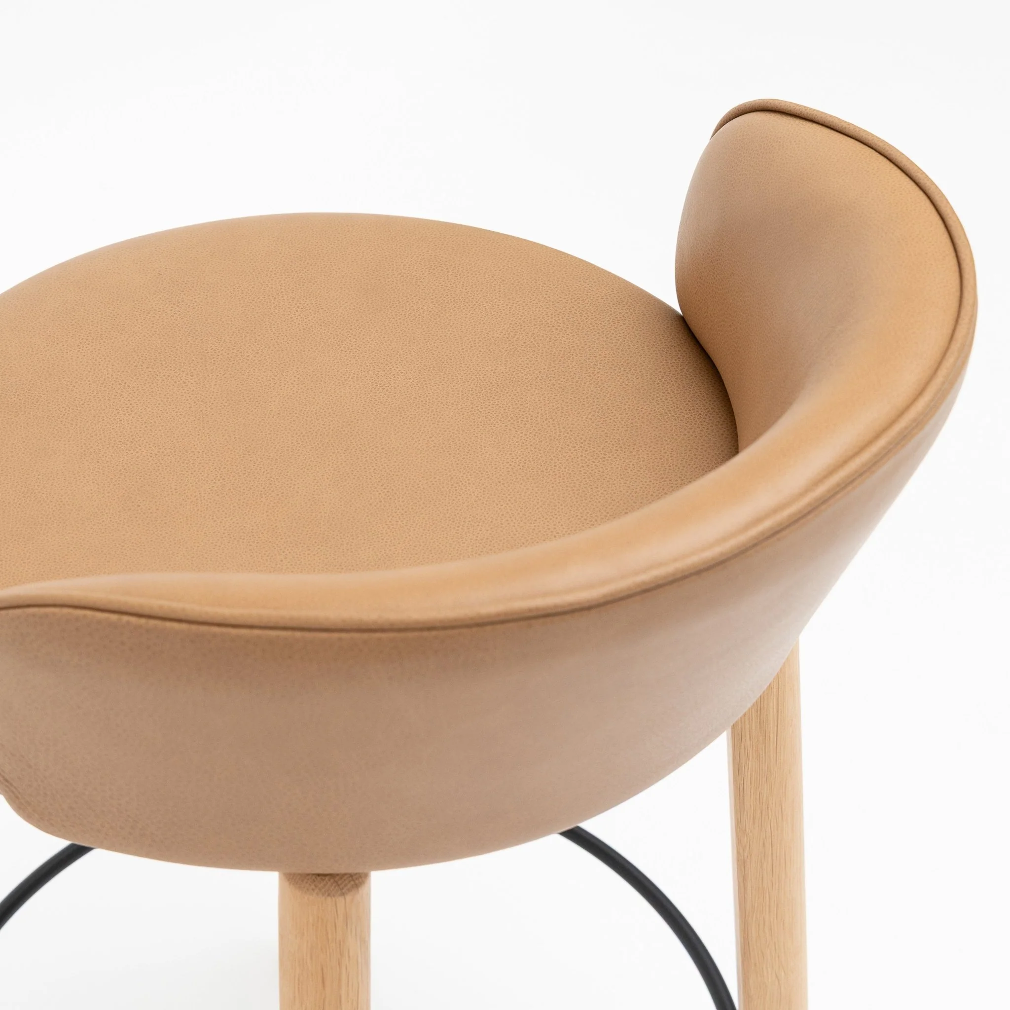 Glide Counter Chair - Light Oak & Pecan Leather - Image 6