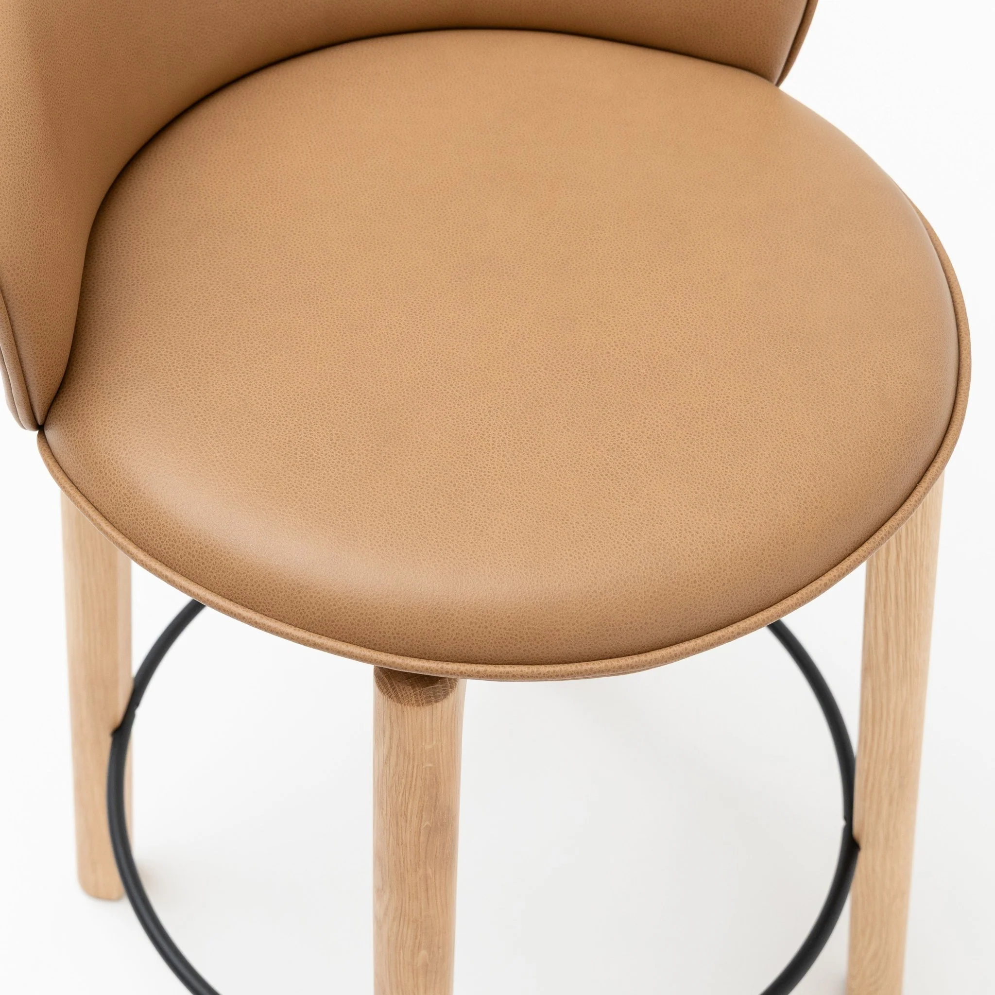 Glide Counter Chair - Light Oak & Pecan Leather - Image 9