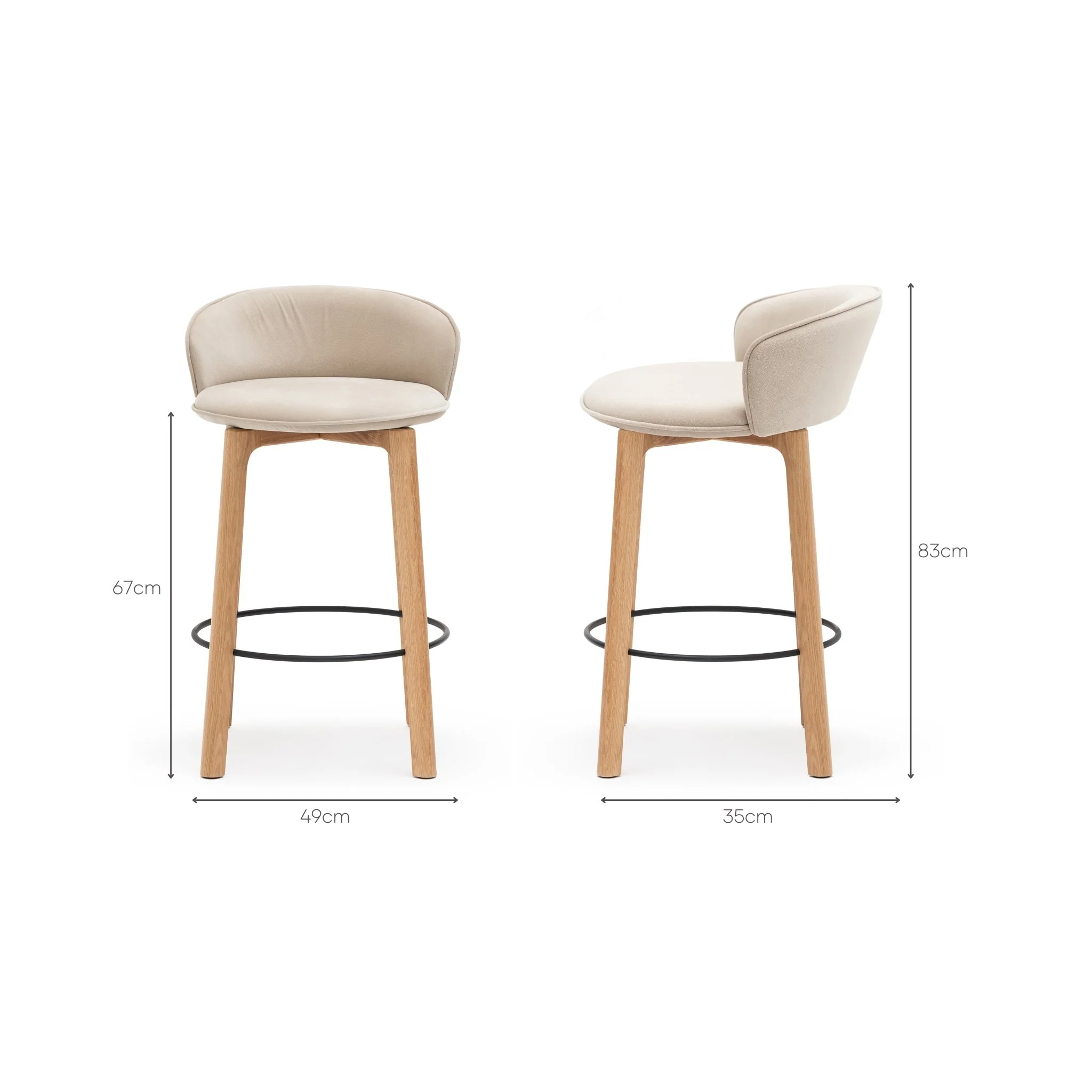 Glide Counter Chair - Light Oak & Ecru - Image 13
