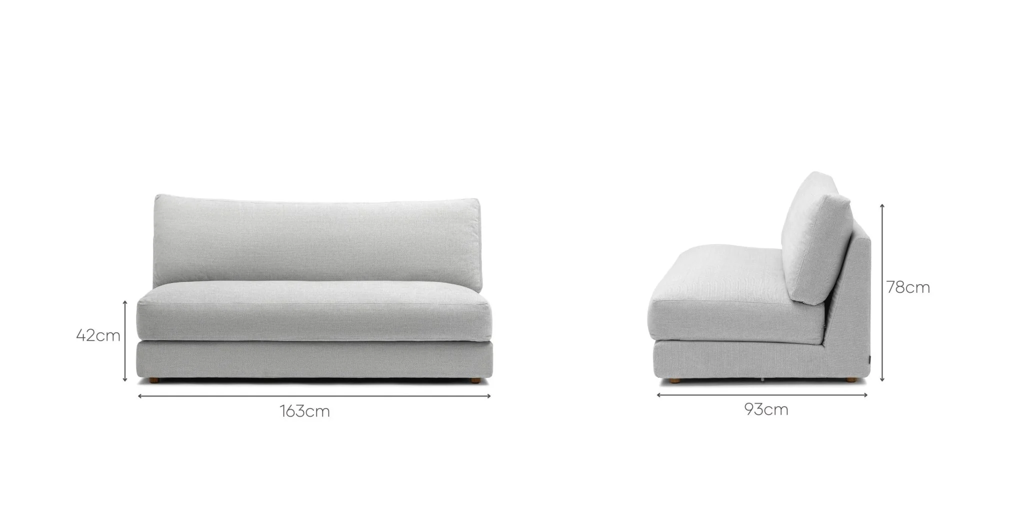 Hansen 2 Seater Armless - Alice Pearl - Image 12