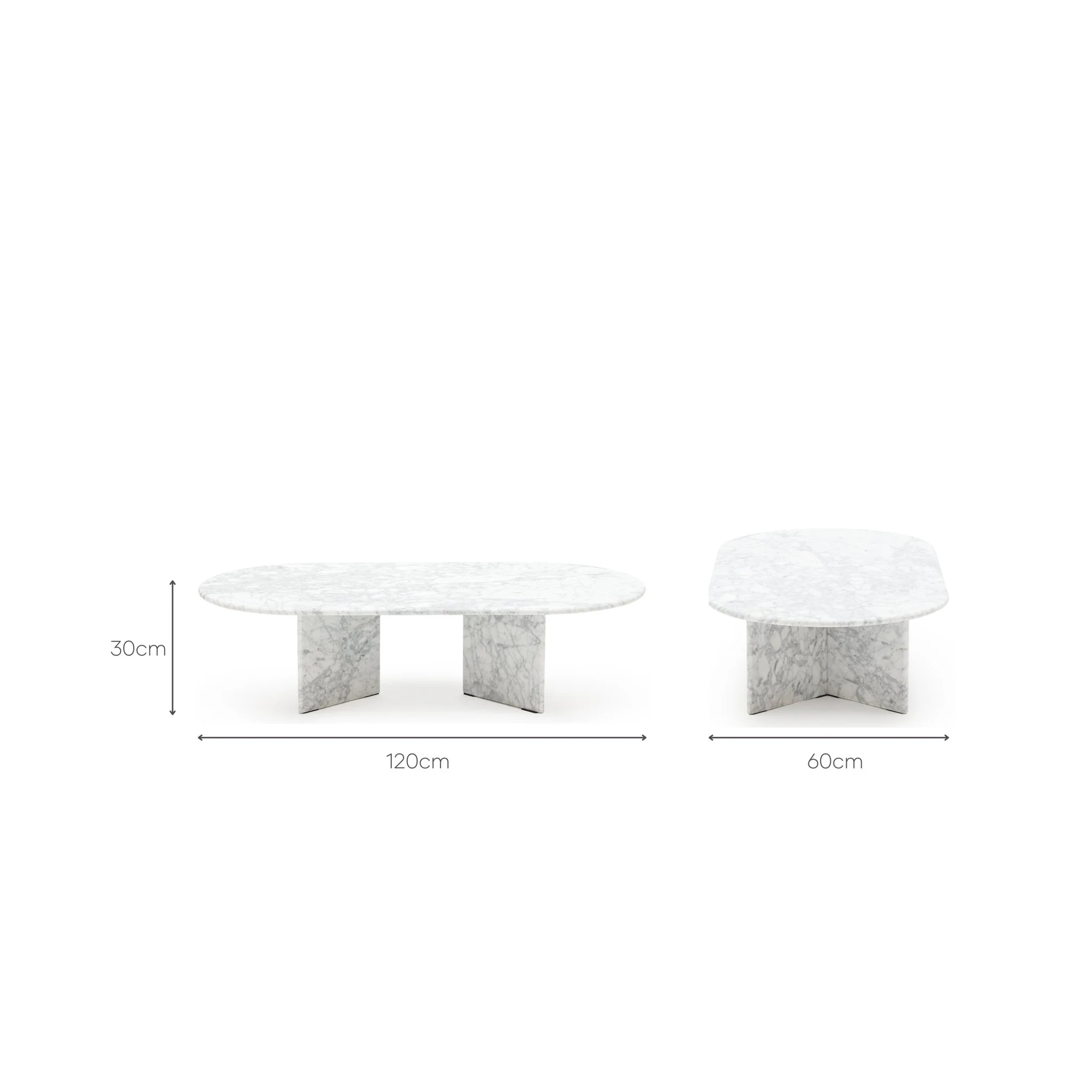 Haven Oval Coffee Table - Carrara Marble - Image 9