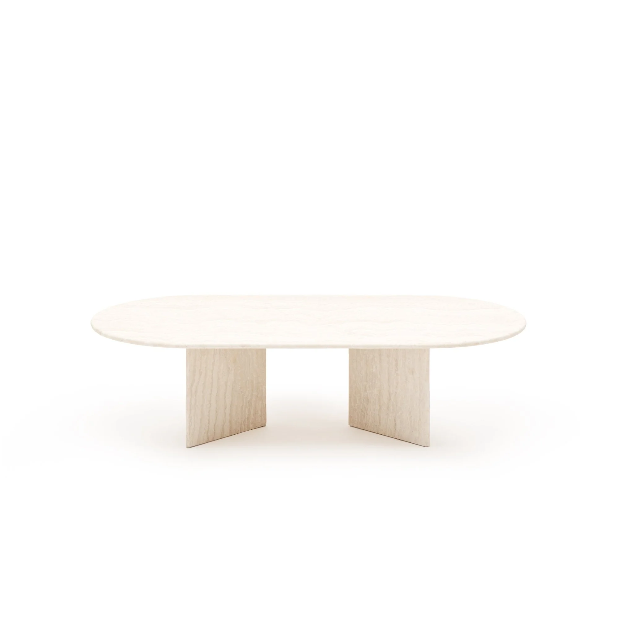 Haven Oval Coffee Table - White Travertine