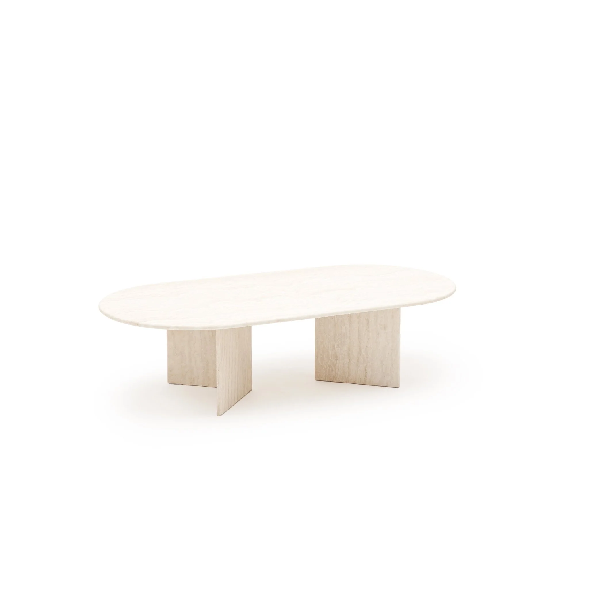 Haven Oval Coffee Table - White Travertine - Image 2