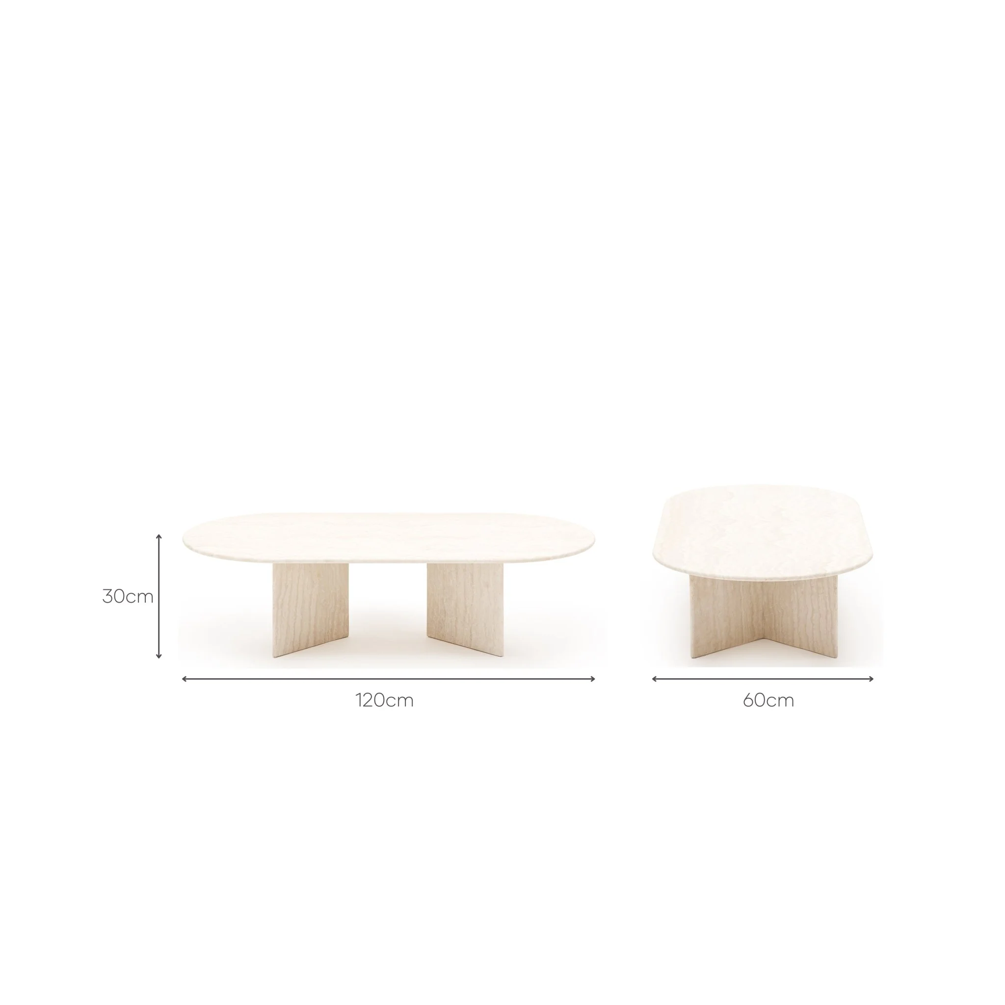 Haven Oval Coffee Table - White Travertine - Image 9