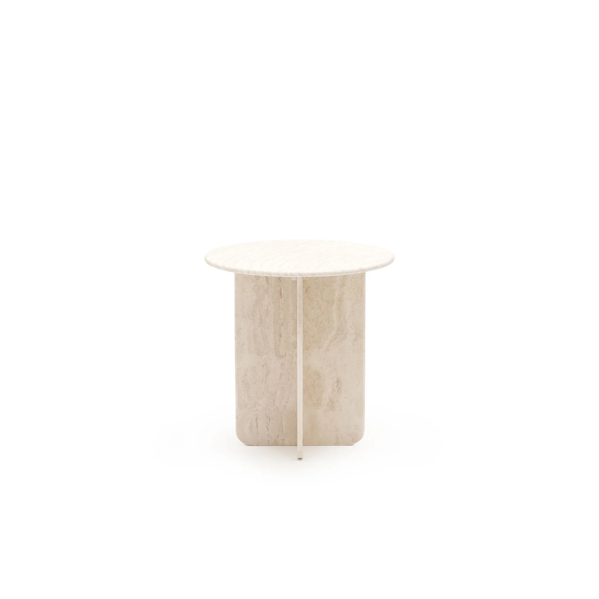 Haven Round Side Table - White Travertine - Image 2