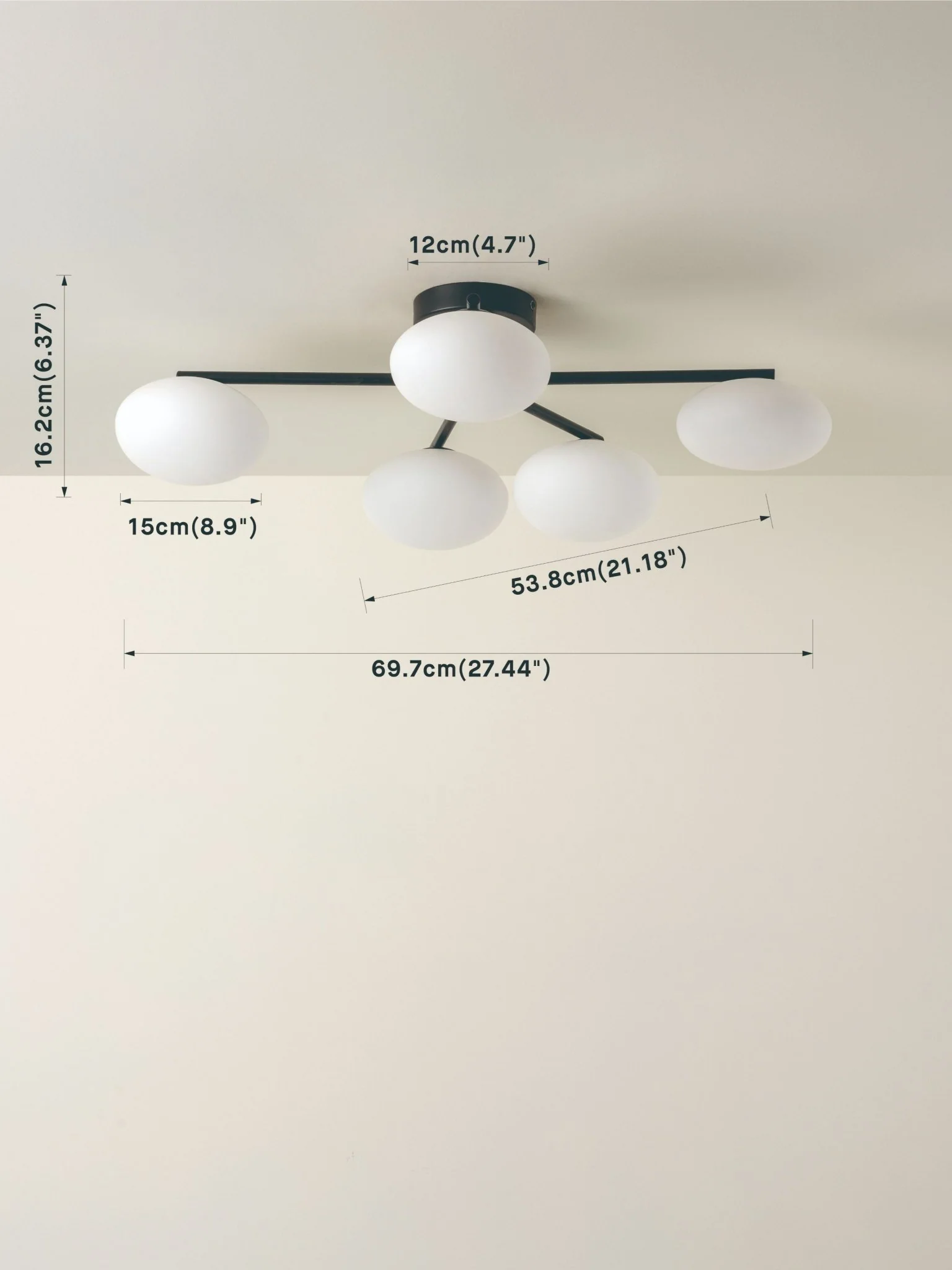 Imperial - 5 Light Black And Opal Flush - Image 5