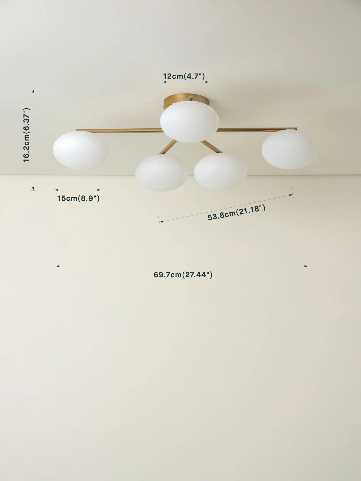 Imperial - 5 Light Brass And Opal Flush - Image 6