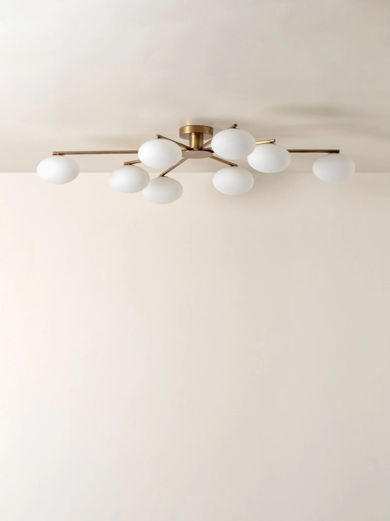 Imperial - 8 Light Aged Brass And Opal Flush Pendant