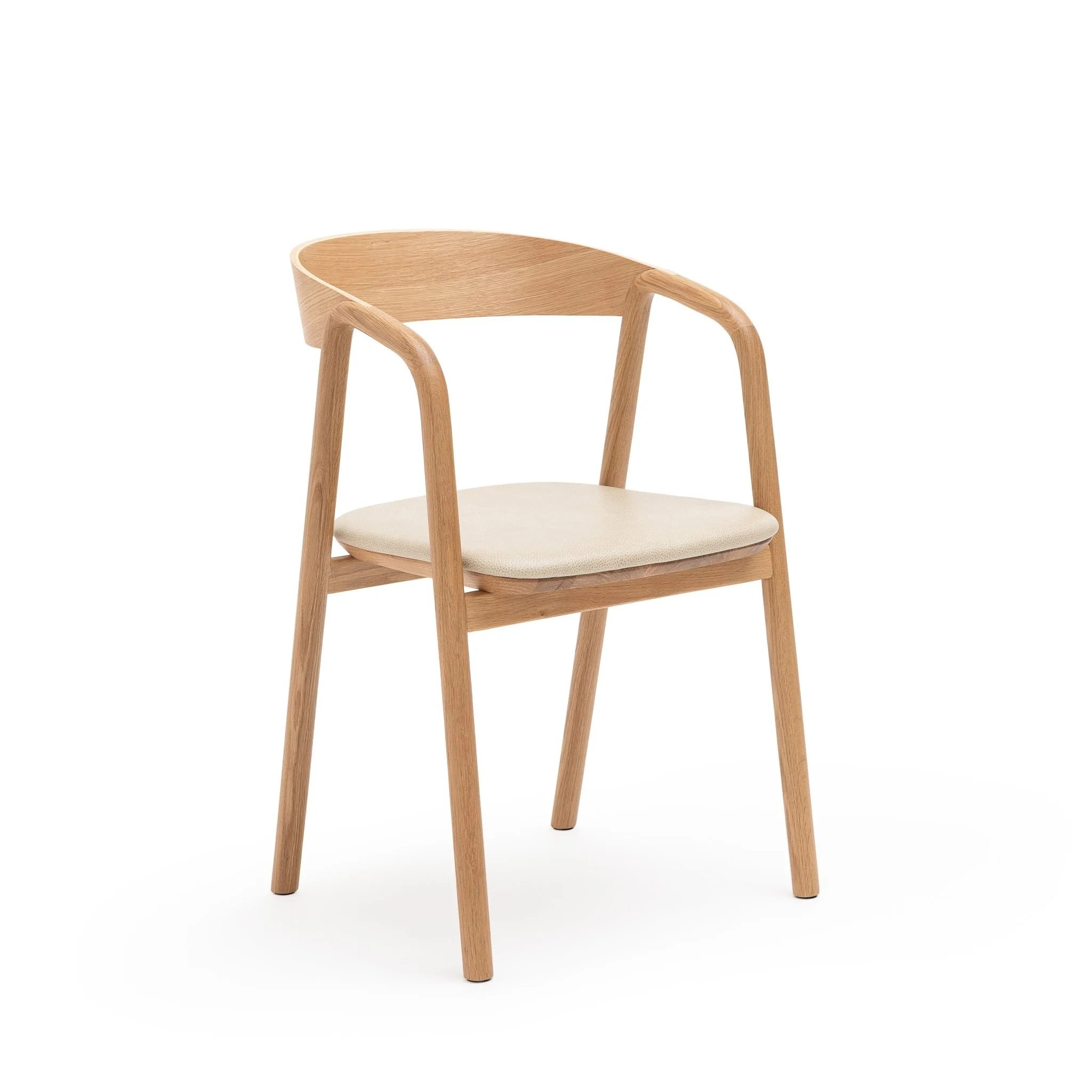 Inlay Chair - Light Oak & Limestone Leather
