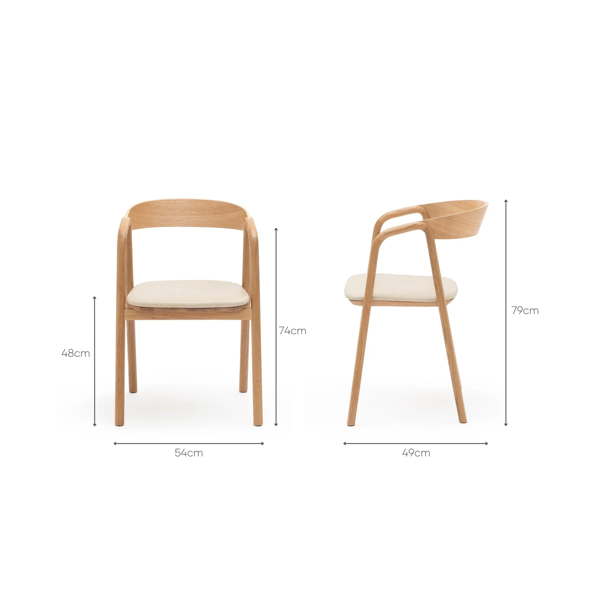 Inlay Chair - Light Oak & Limestone Leather - Image 17
