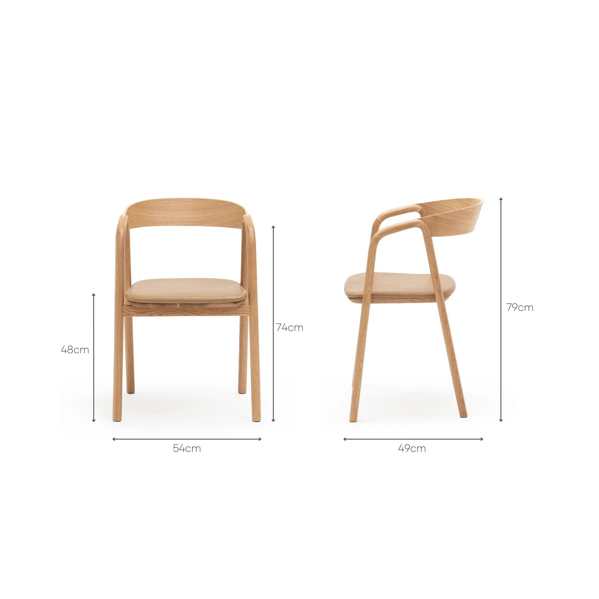 Inlay Chair - Light Oak & Pecan Leather - Image 14