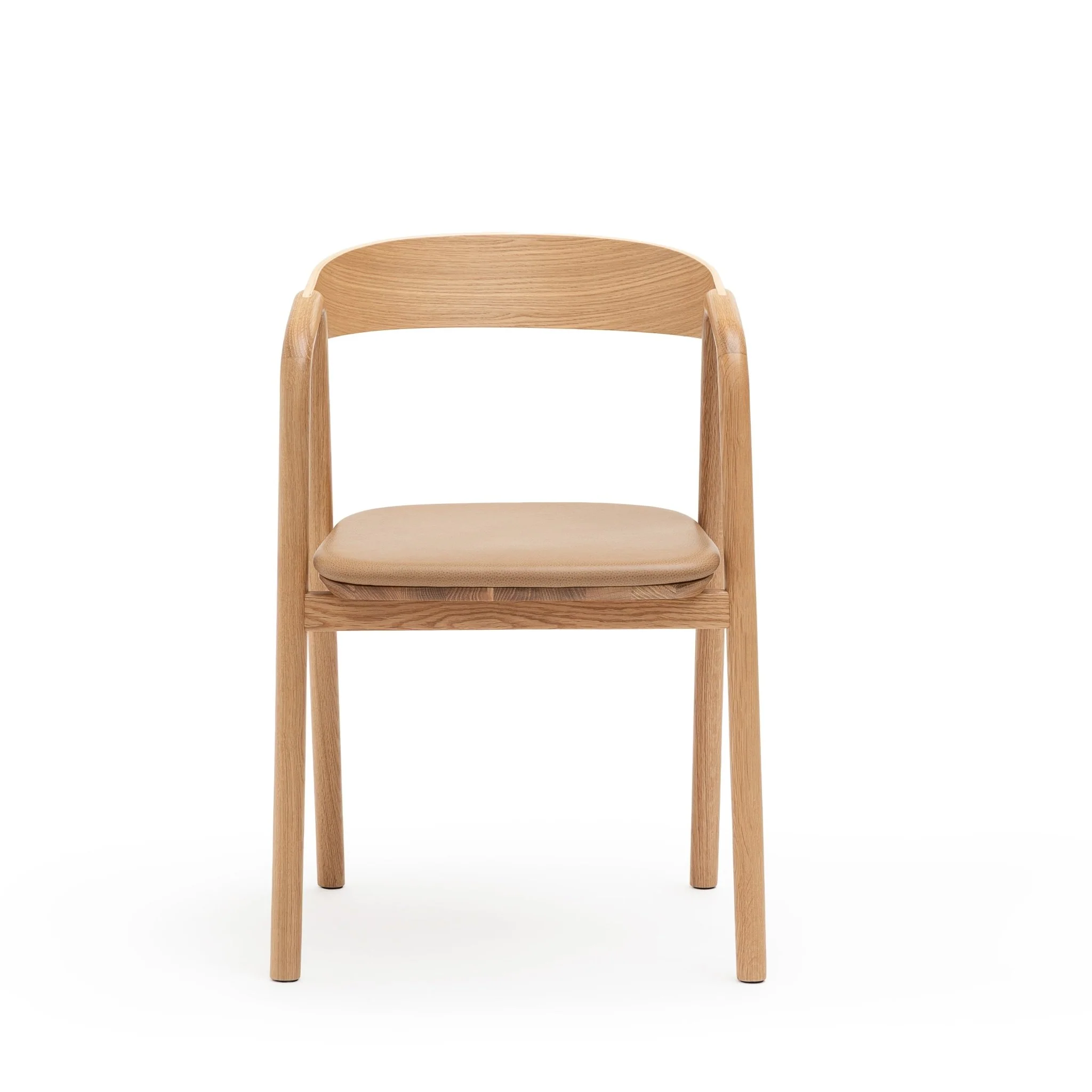 Inlay Chair - Light Oak & Pecan Leather - Image 2