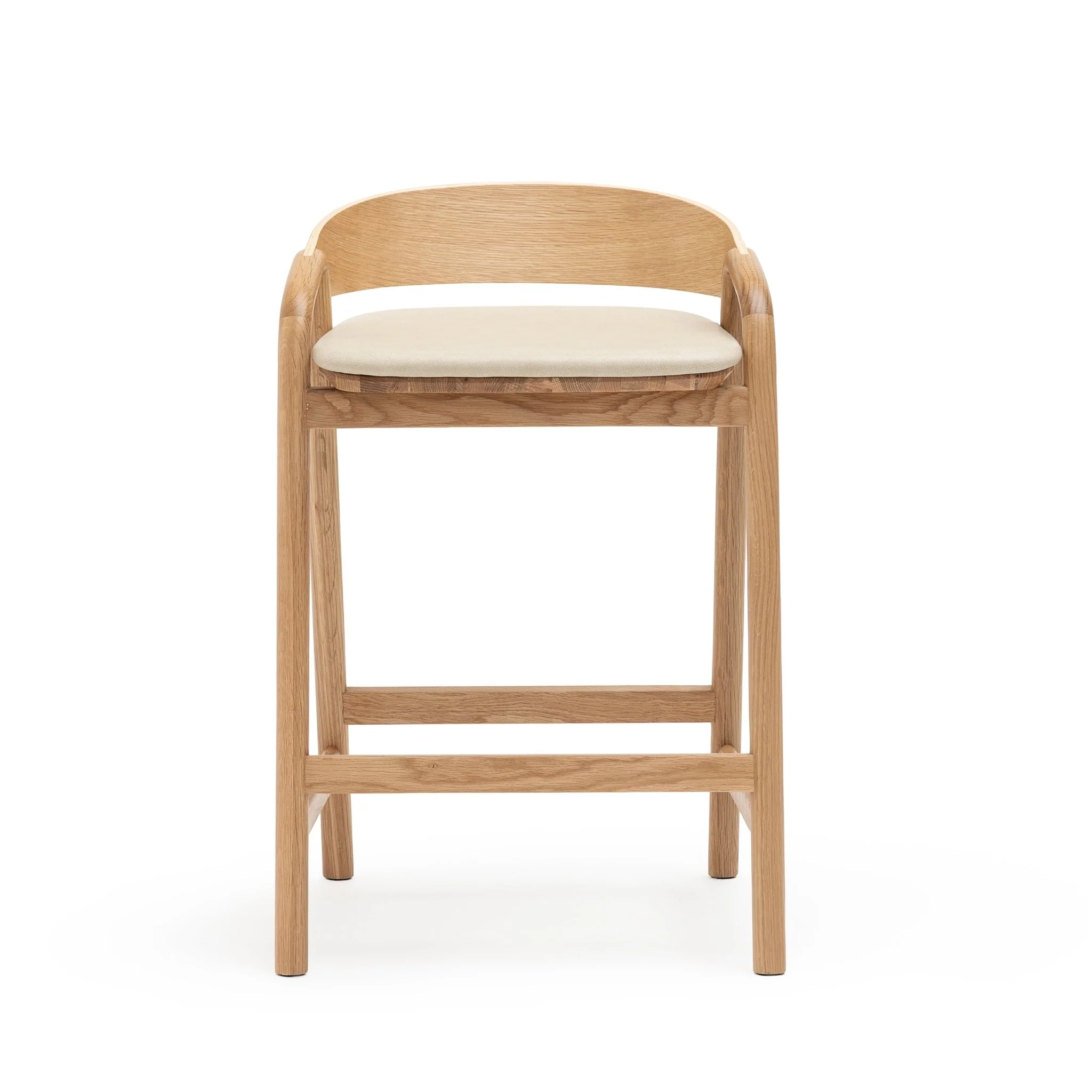 Inlay Counter Chair - Light Oak & Limestone Leather - Image 2