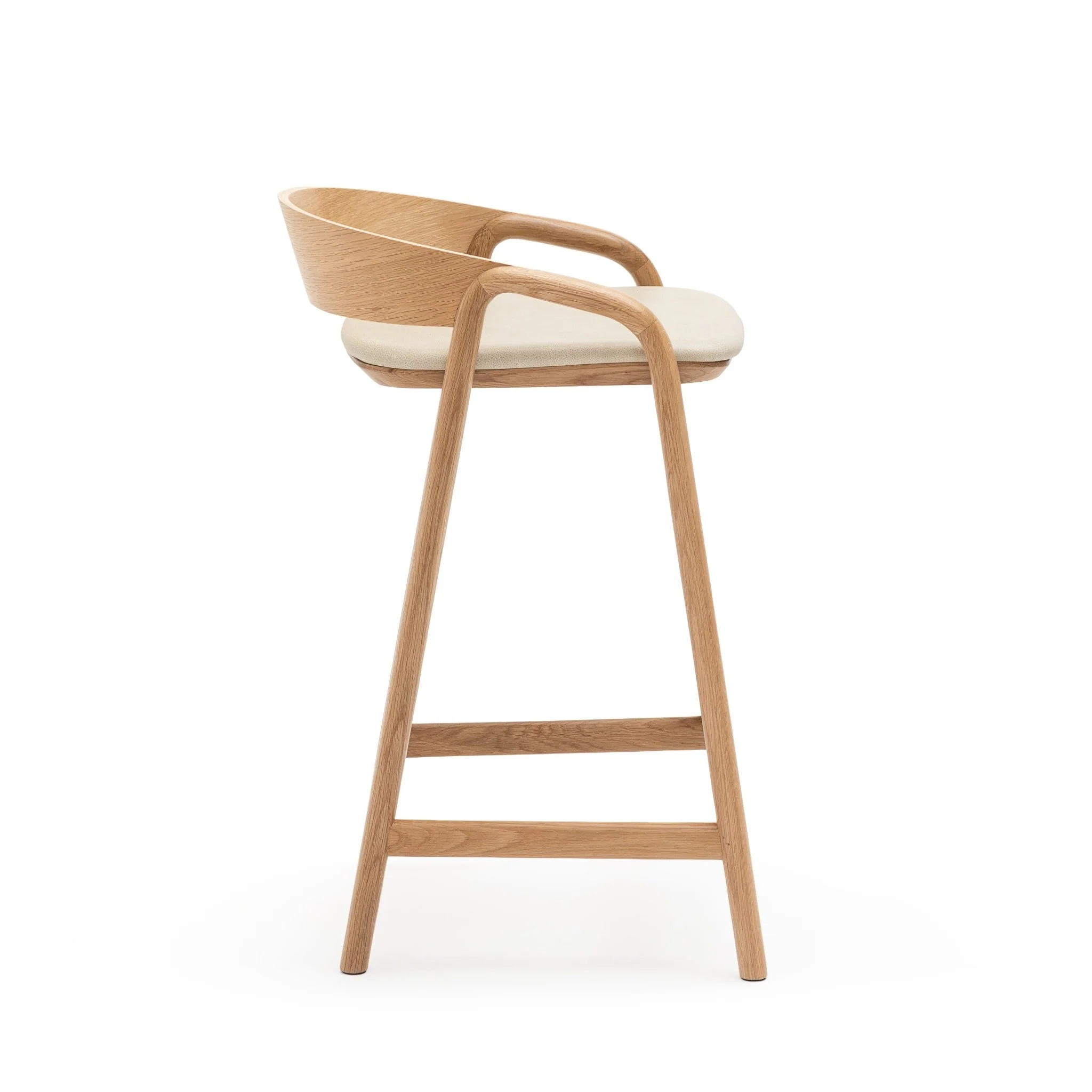 Inlay Counter Chair - Light Oak & Limestone Leather - Image 3