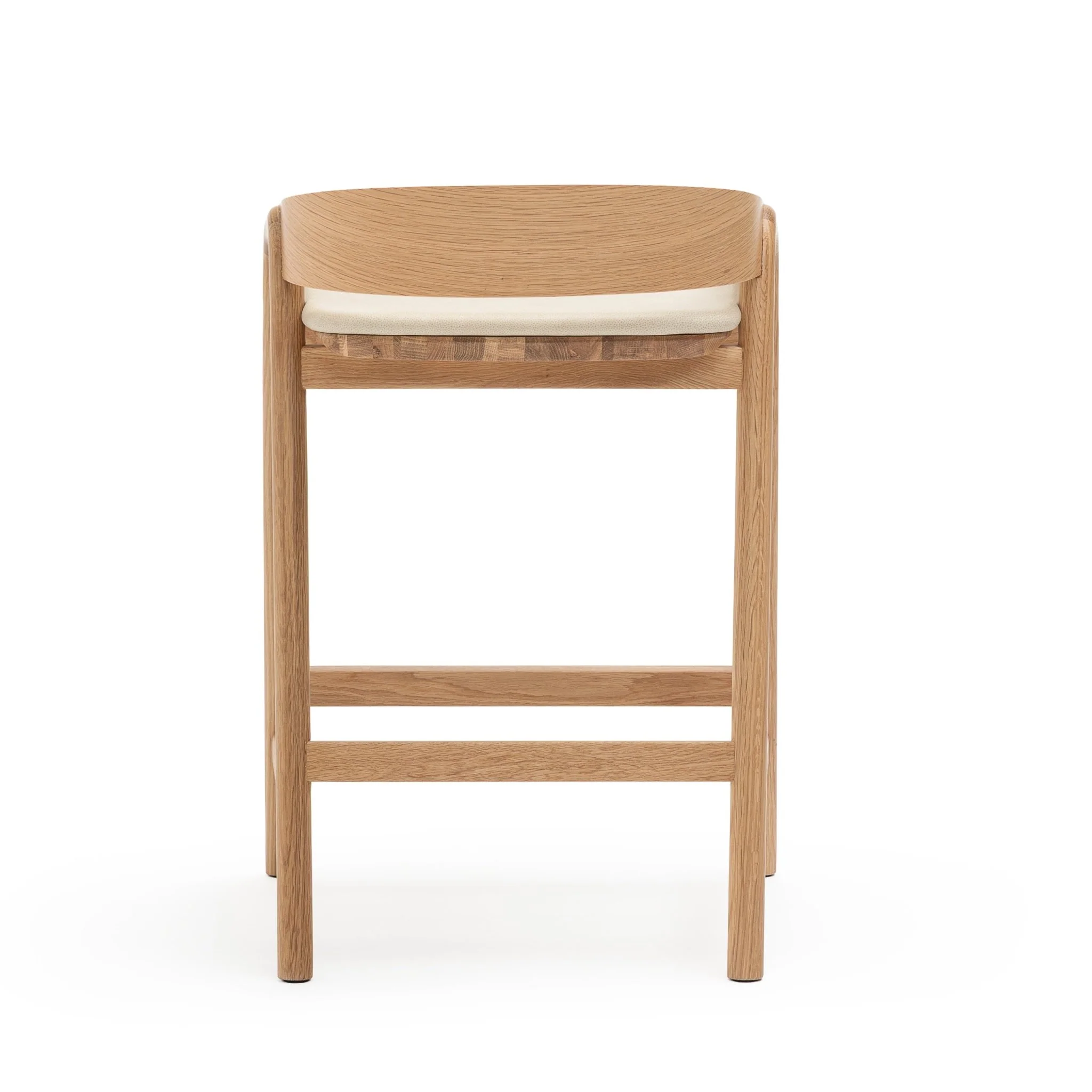 Inlay Counter Chair - Light Oak & Limestone Leather - Image 4