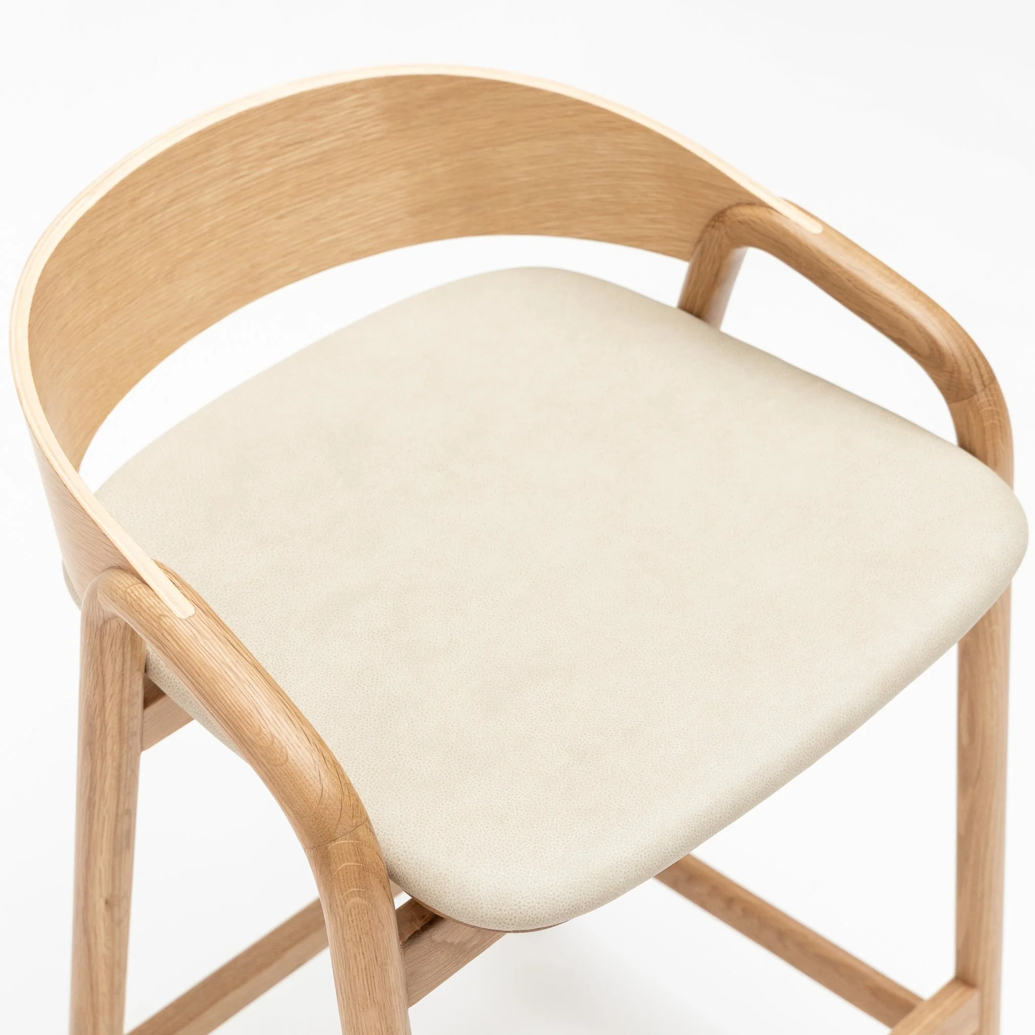 Inlay Counter Chair - Light Oak & Limestone Leather - Image 6