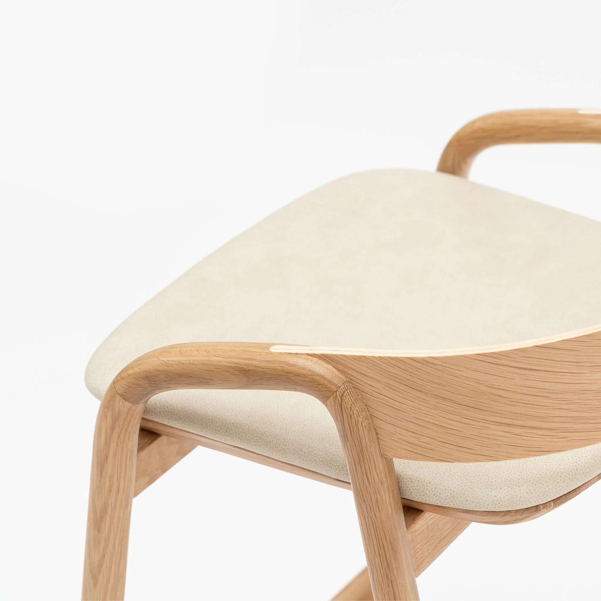 Inlay Counter Chair - Light Oak & Limestone Leather - Image 8