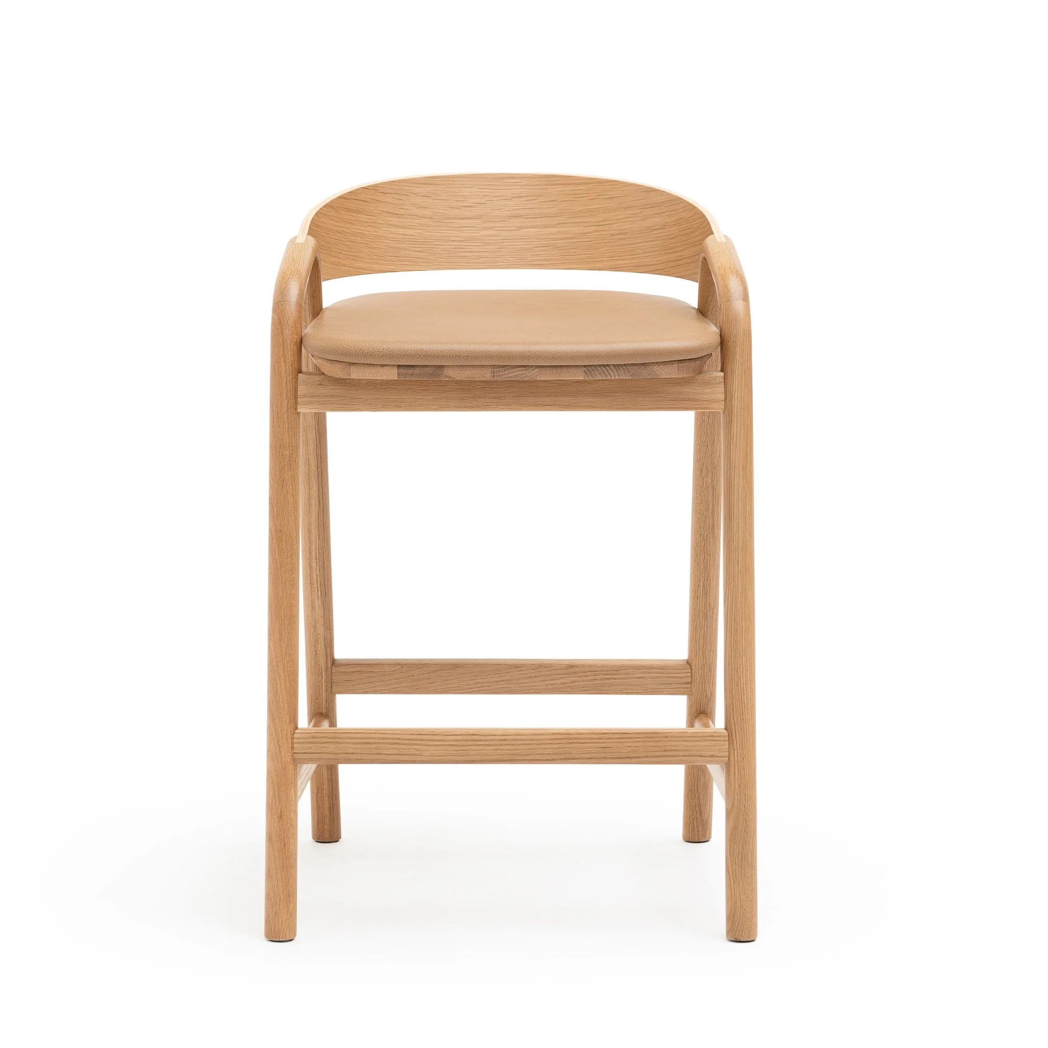 Inlay Counter Chair - Light Oak & Pecan  Leather - Image 2