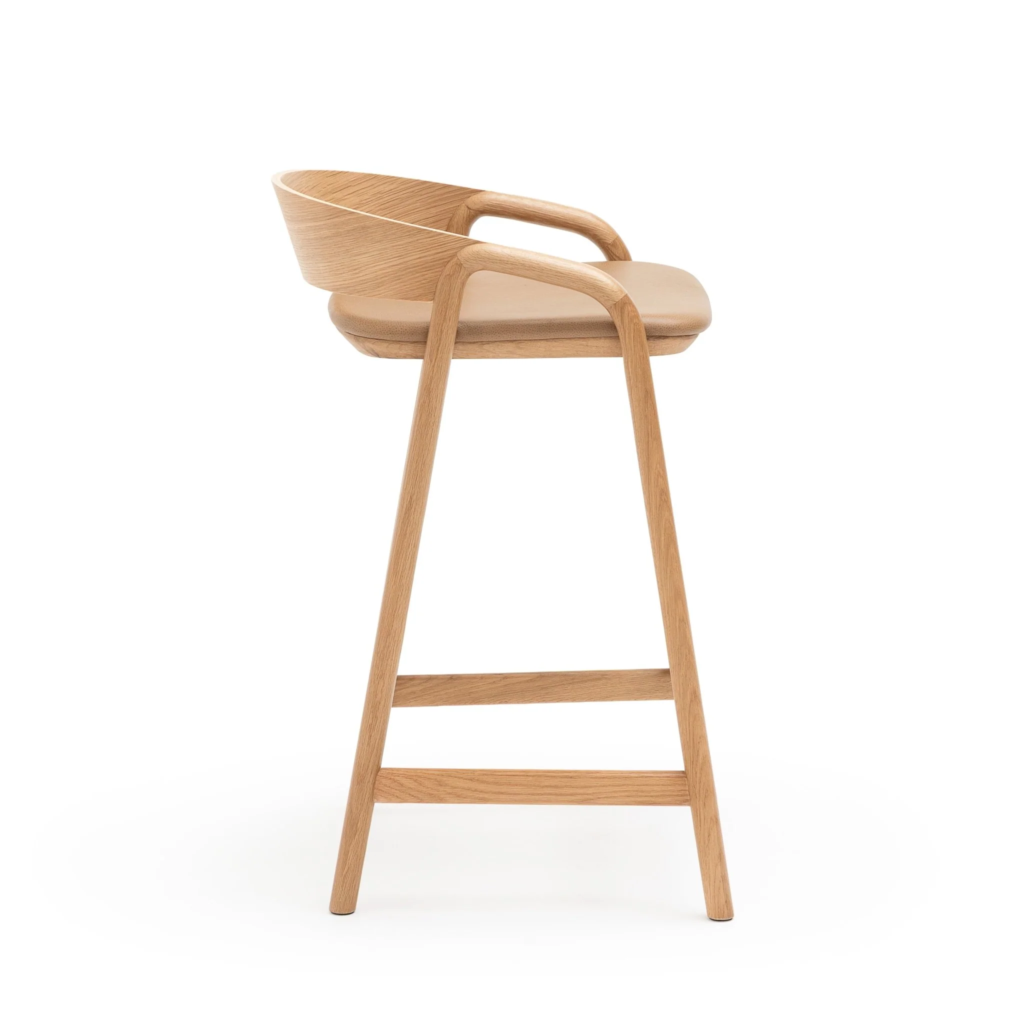 Inlay Counter Chair - Light Oak & Pecan  Leather - Image 3