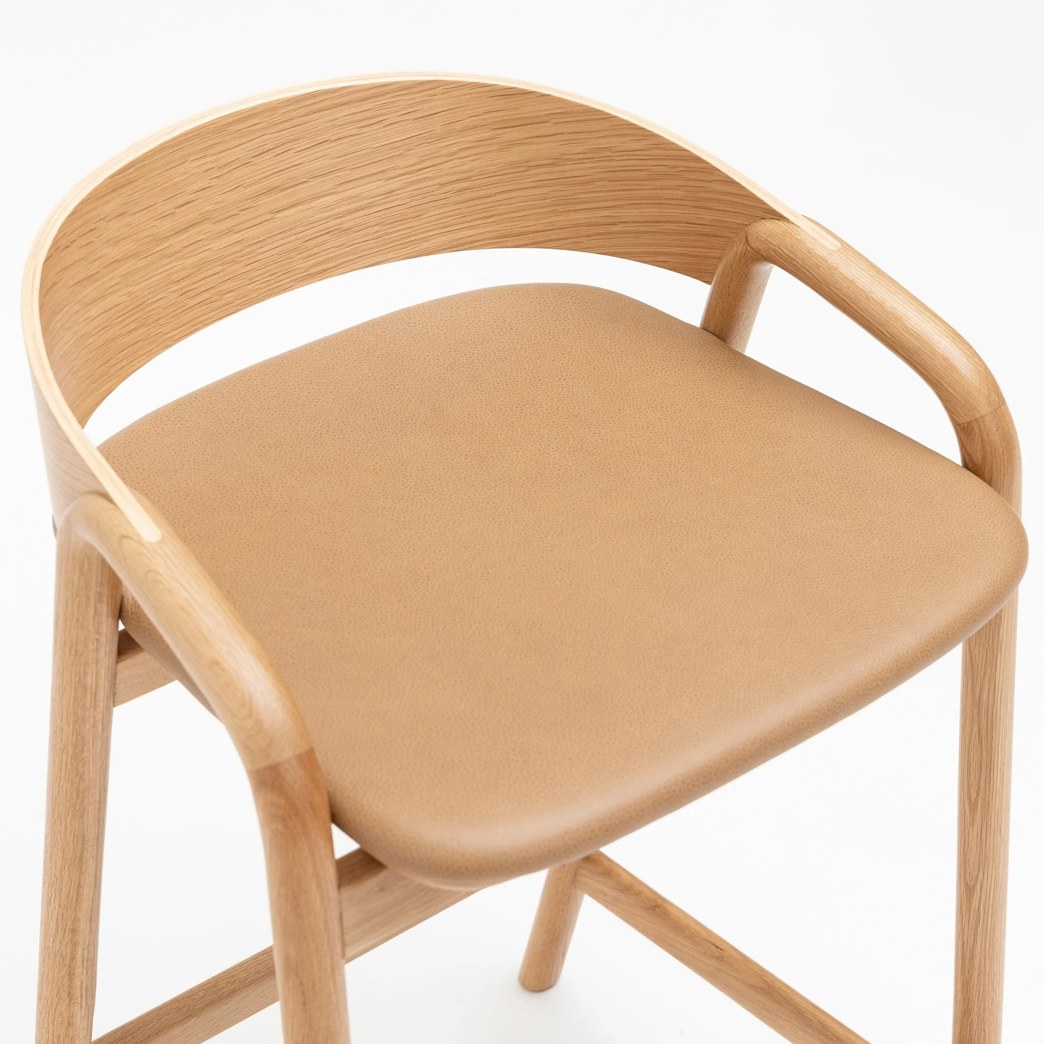 Inlay Counter Chair - Light Oak & Pecan  Leather - Image 5