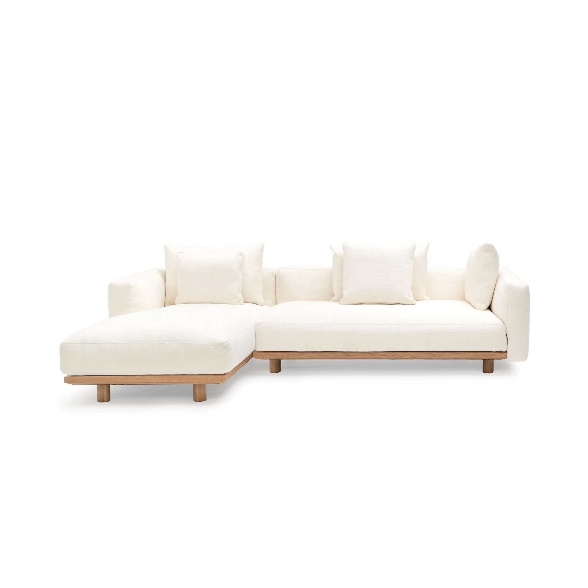 Islet L Shaped Sofa - Light Oak & Cobbler Panna Cotta