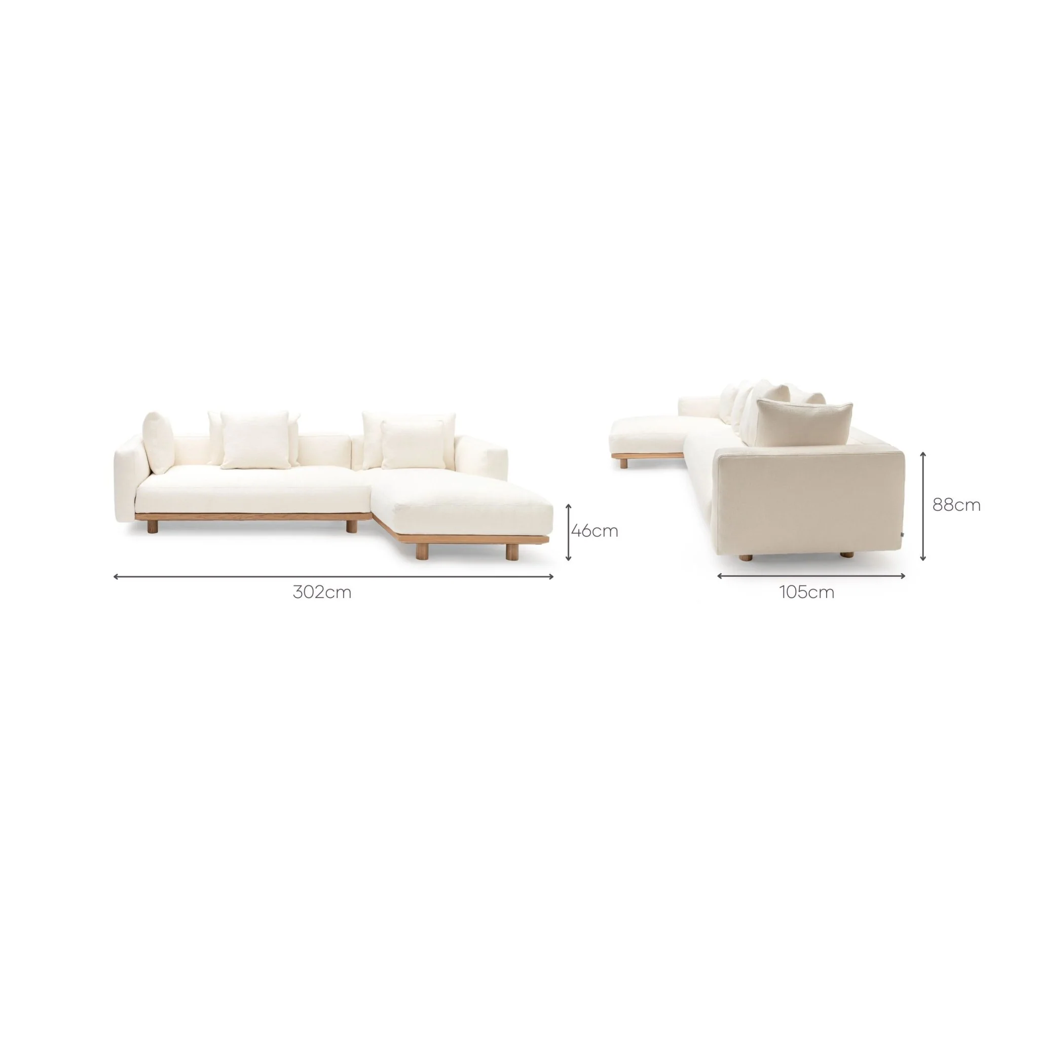 Islet L Shaped Sofa - Light Oak & Cobbler Panna Cotta - Image 15