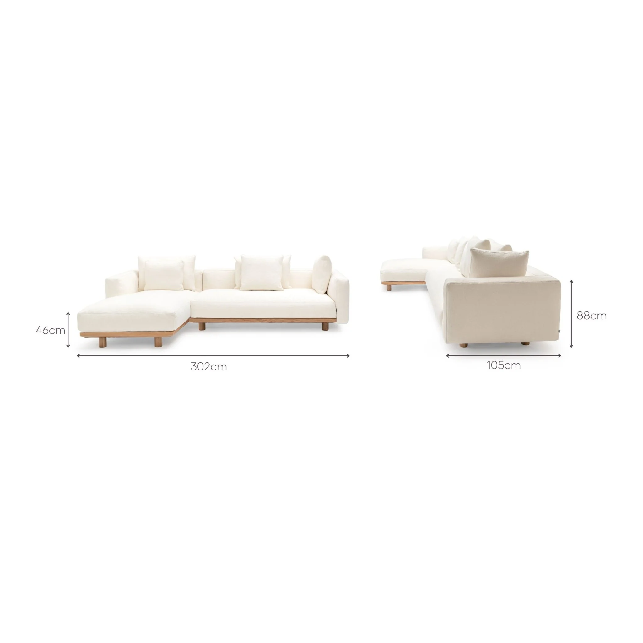 Islet L Shaped Sofa - Light Oak & Cobbler Panna Cotta - Image 8
