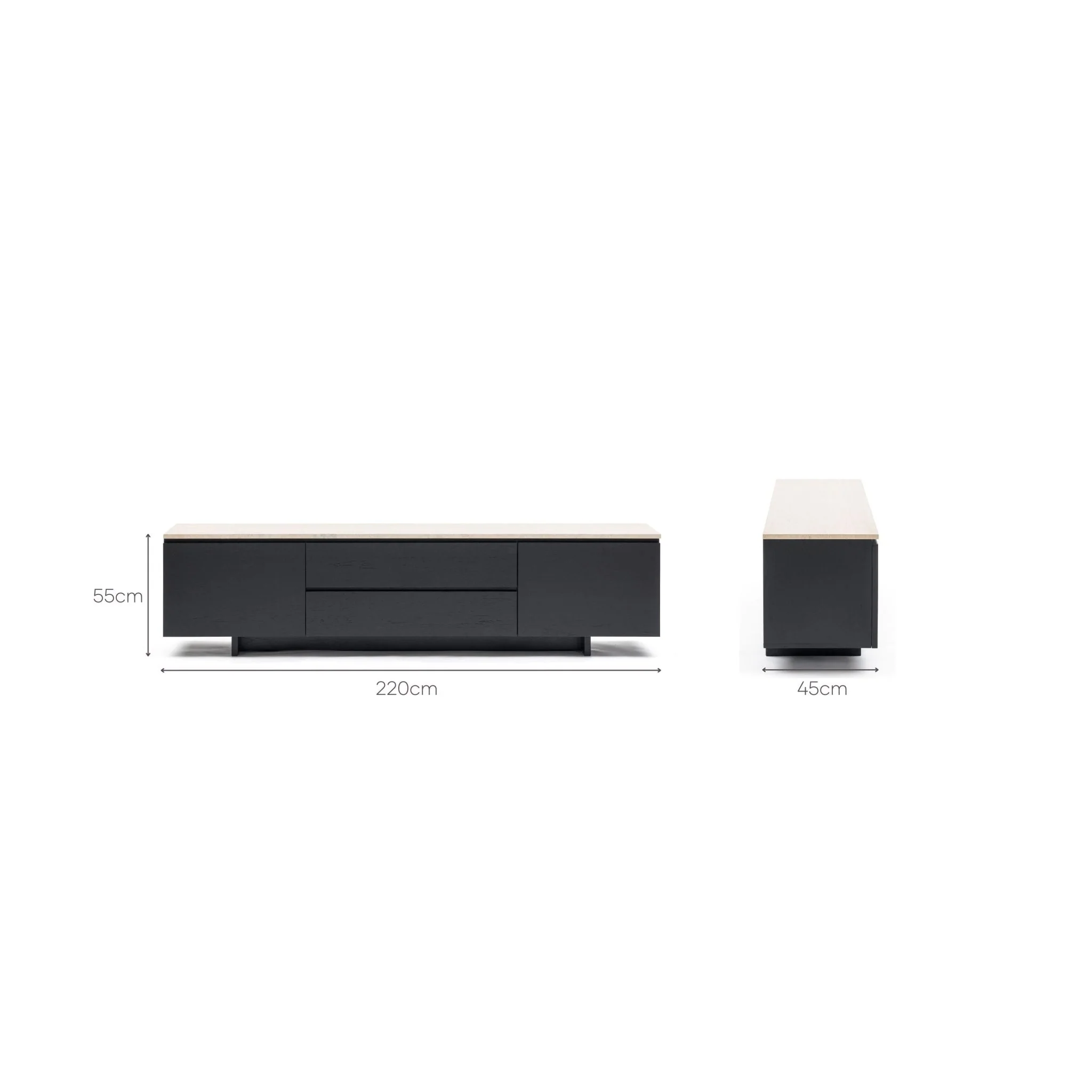 Kami 220 Entertainment Unit - Black Oak & Travertine - Image 17