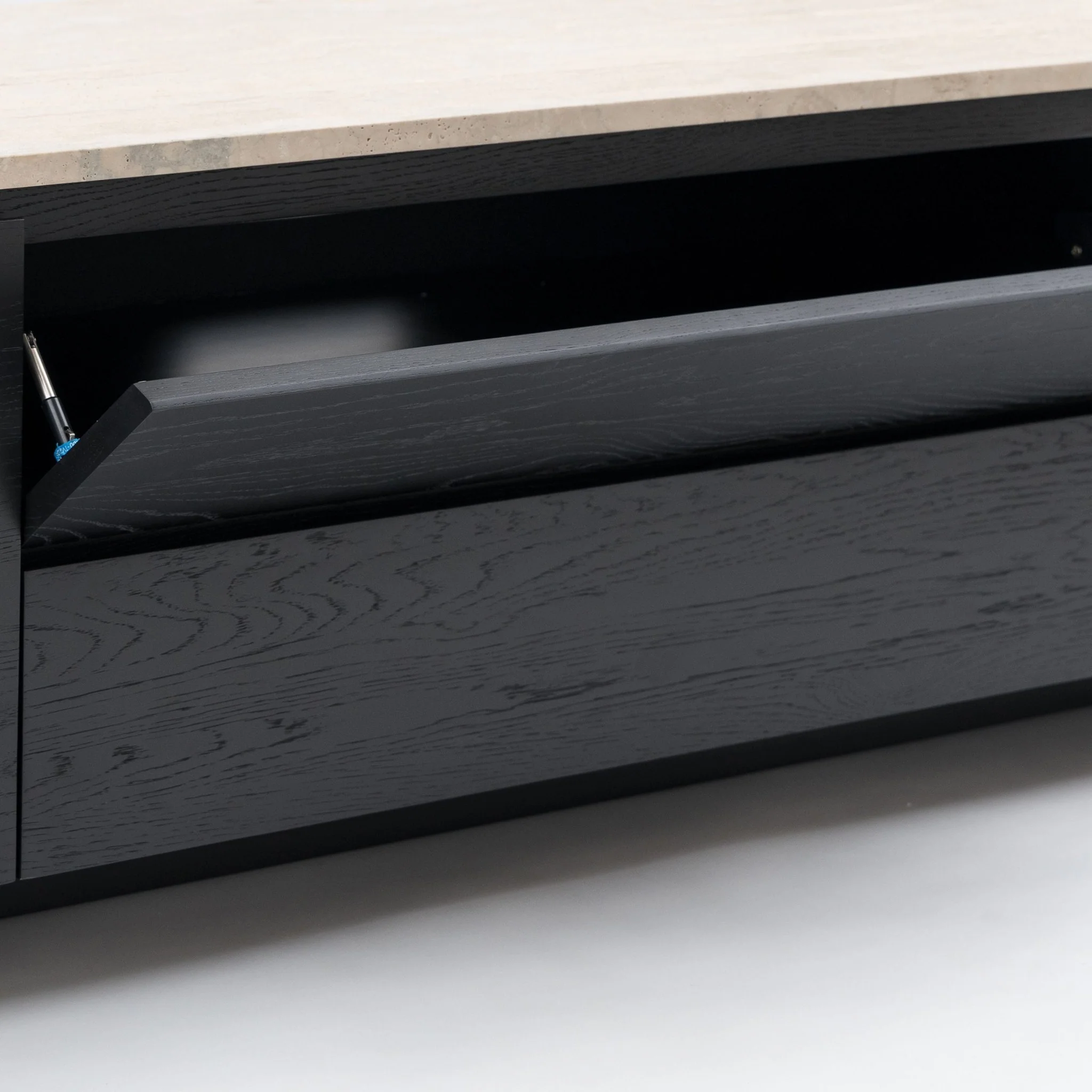 Kami 220 Entertainment Unit - Black Oak & Travertine - Image 9