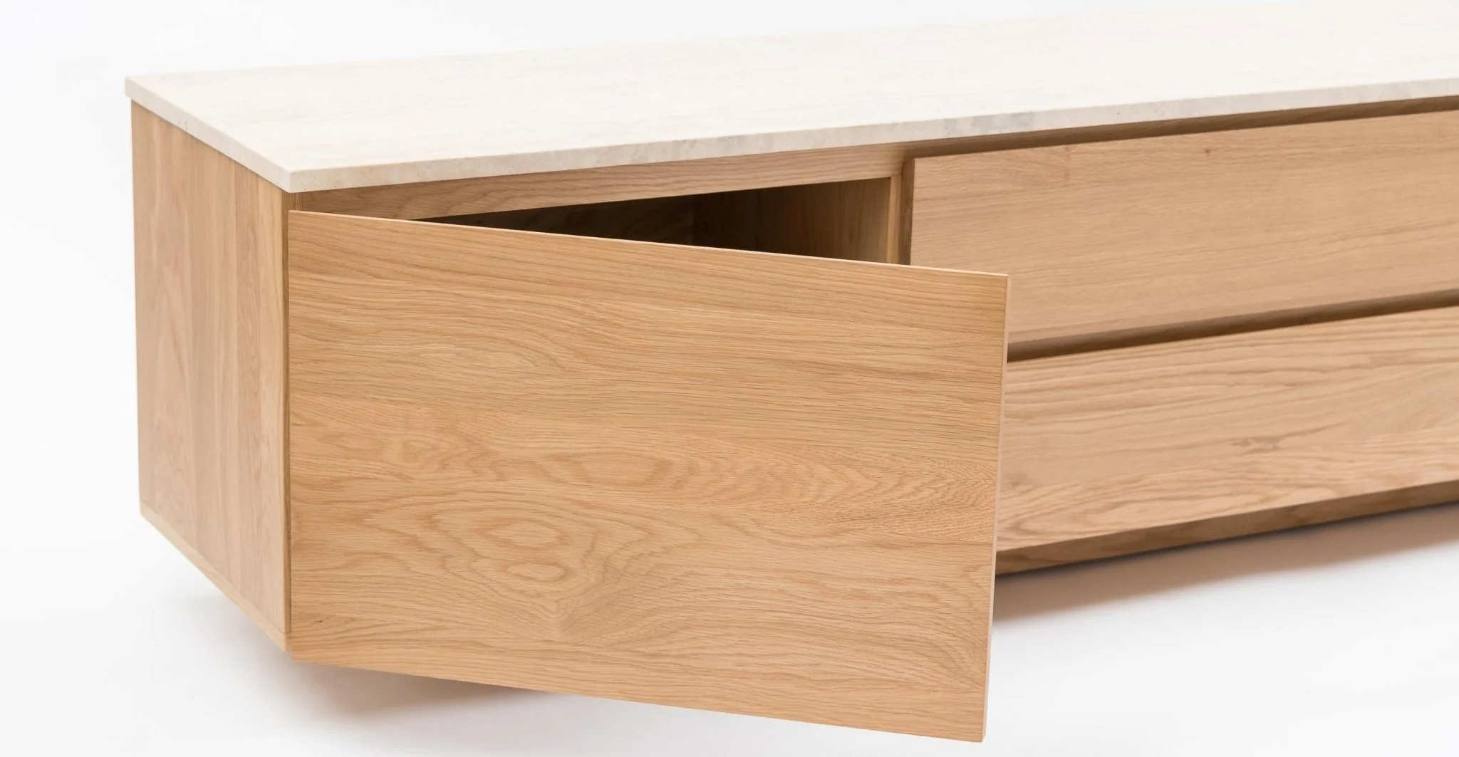 Kami 220 Entertainment Unit - Light Oak & Travertine - Image 9