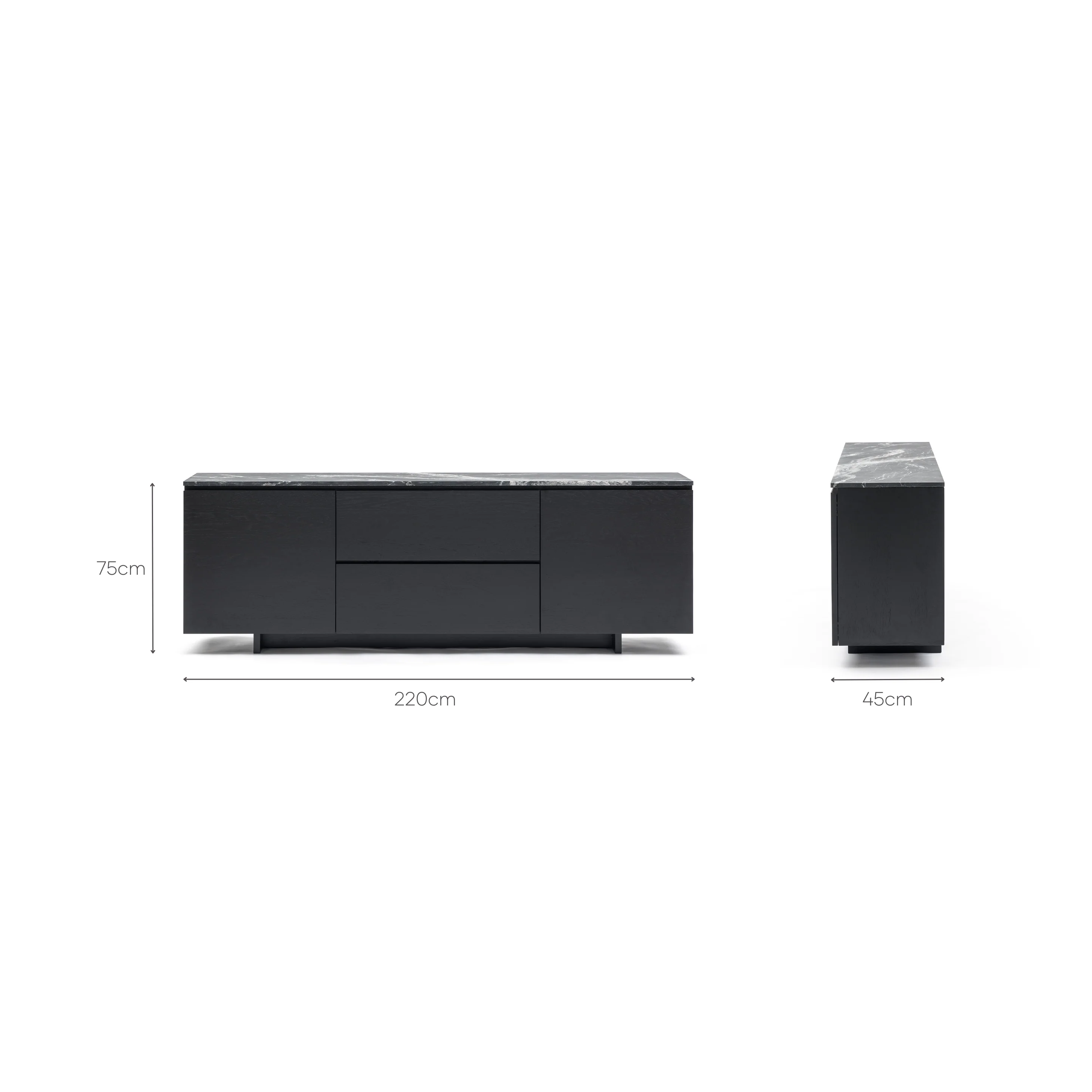 Kami 220 Sideboard - Black Oak & Nero Perlato - Image 17