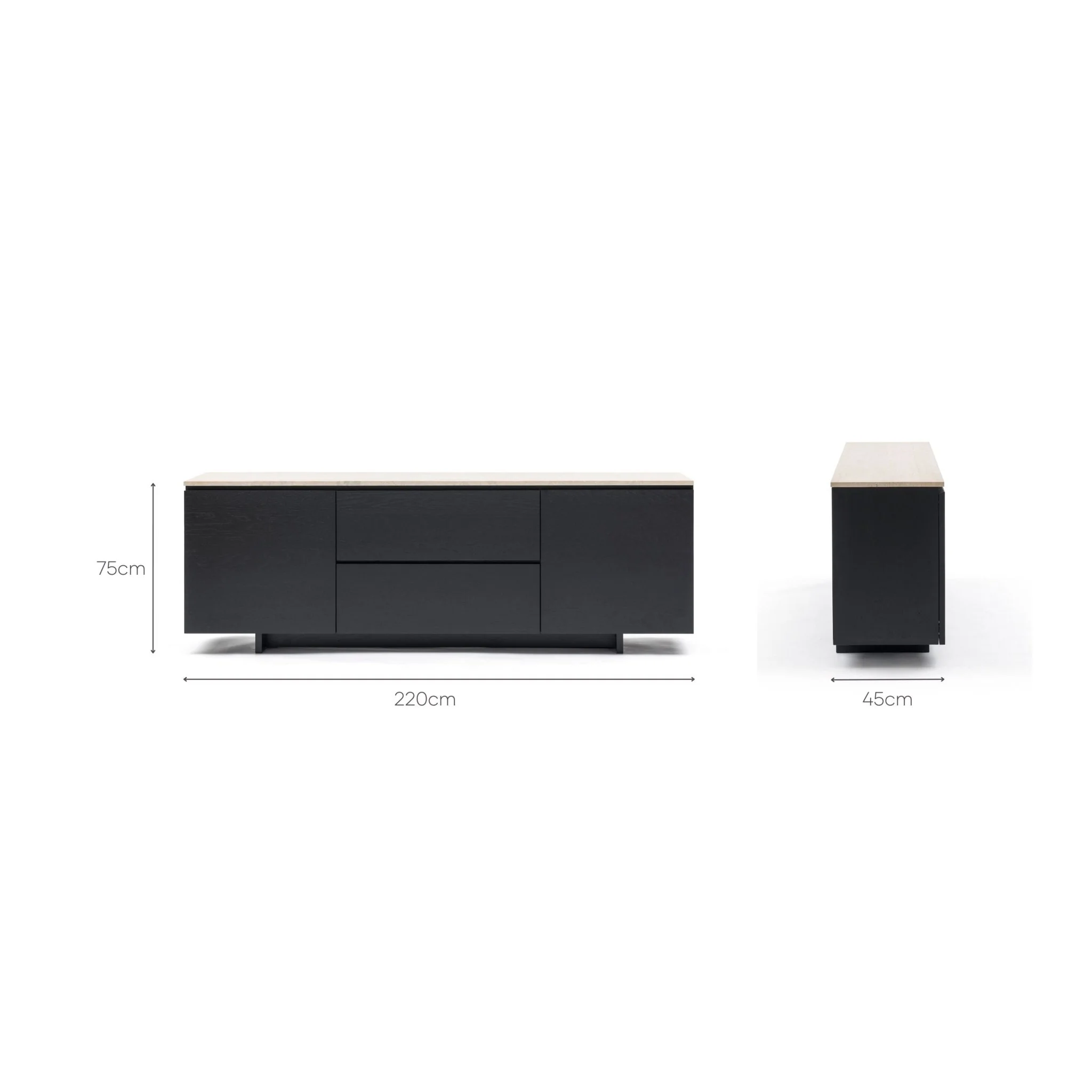 Kami 220 Sideboard - Black Oak & Travertine - Image 14