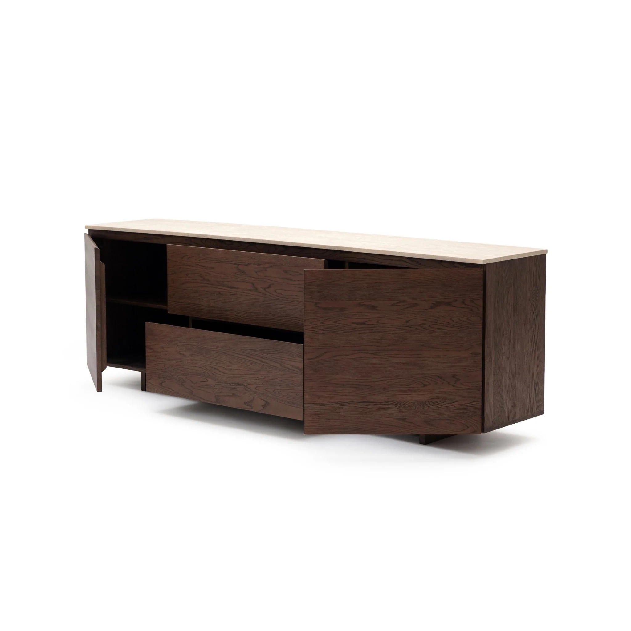Kami 220 Sideboard - Espresso Oak & Travertine - Image 3