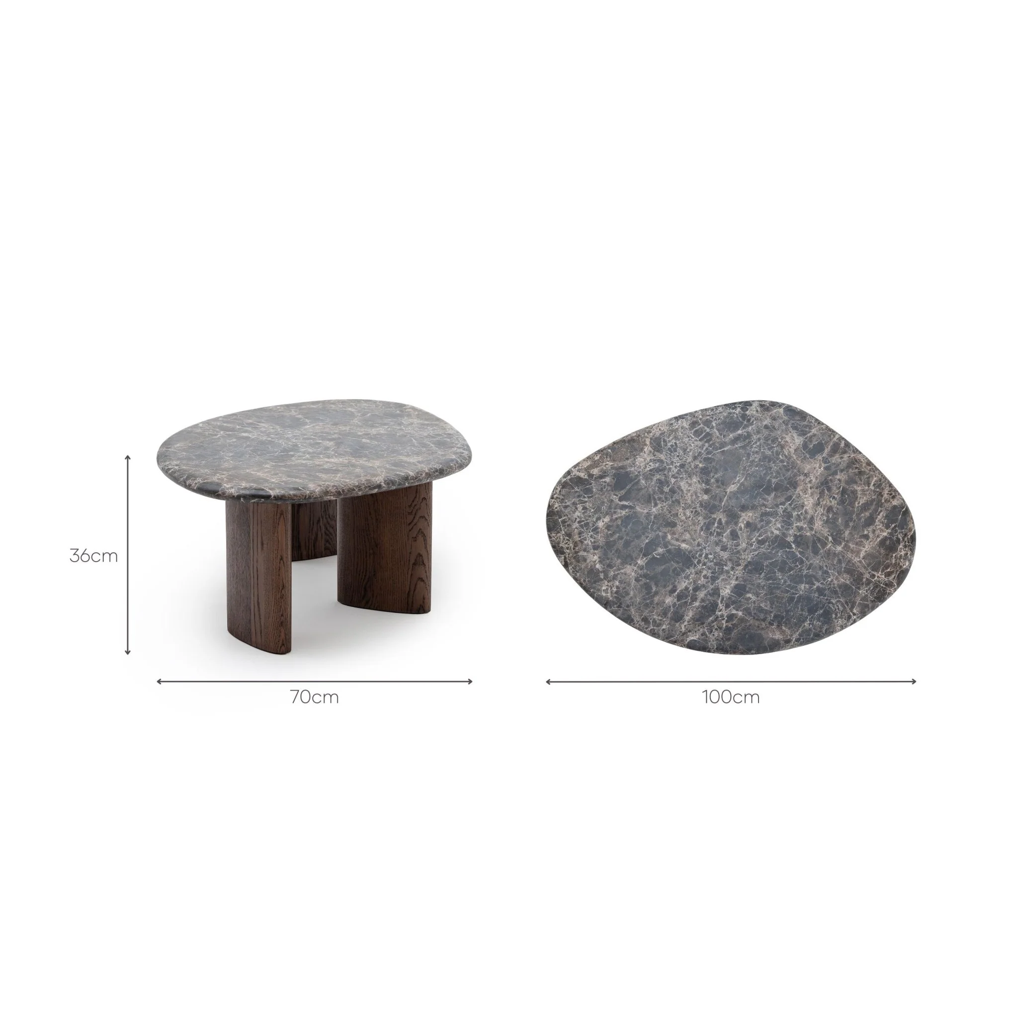 Kora Coffee Table High - Dark Emperador & Espresso Oak - Image 15