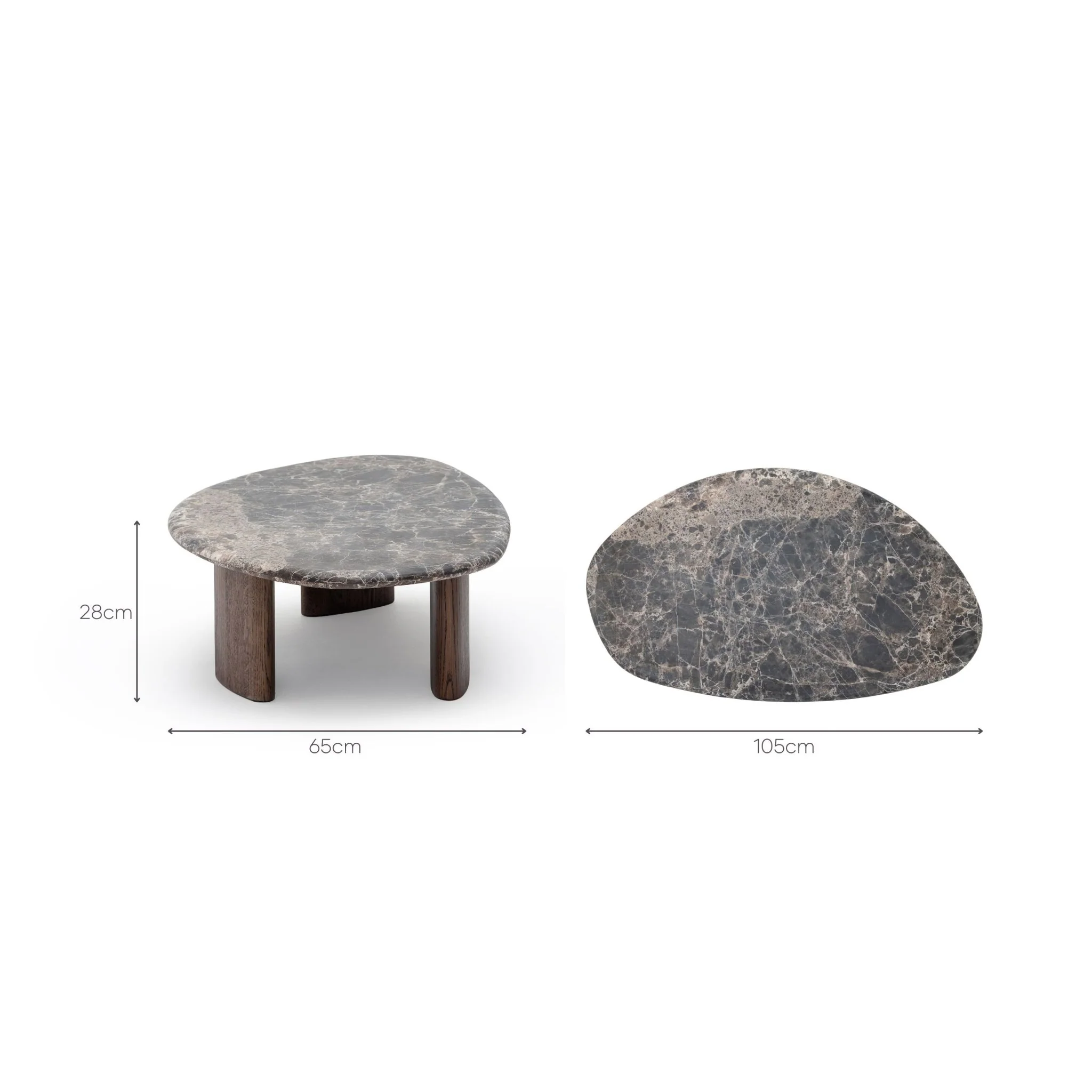 Kora Coffee Table Low - Dark Emperador & Espresso Oak - Image 15