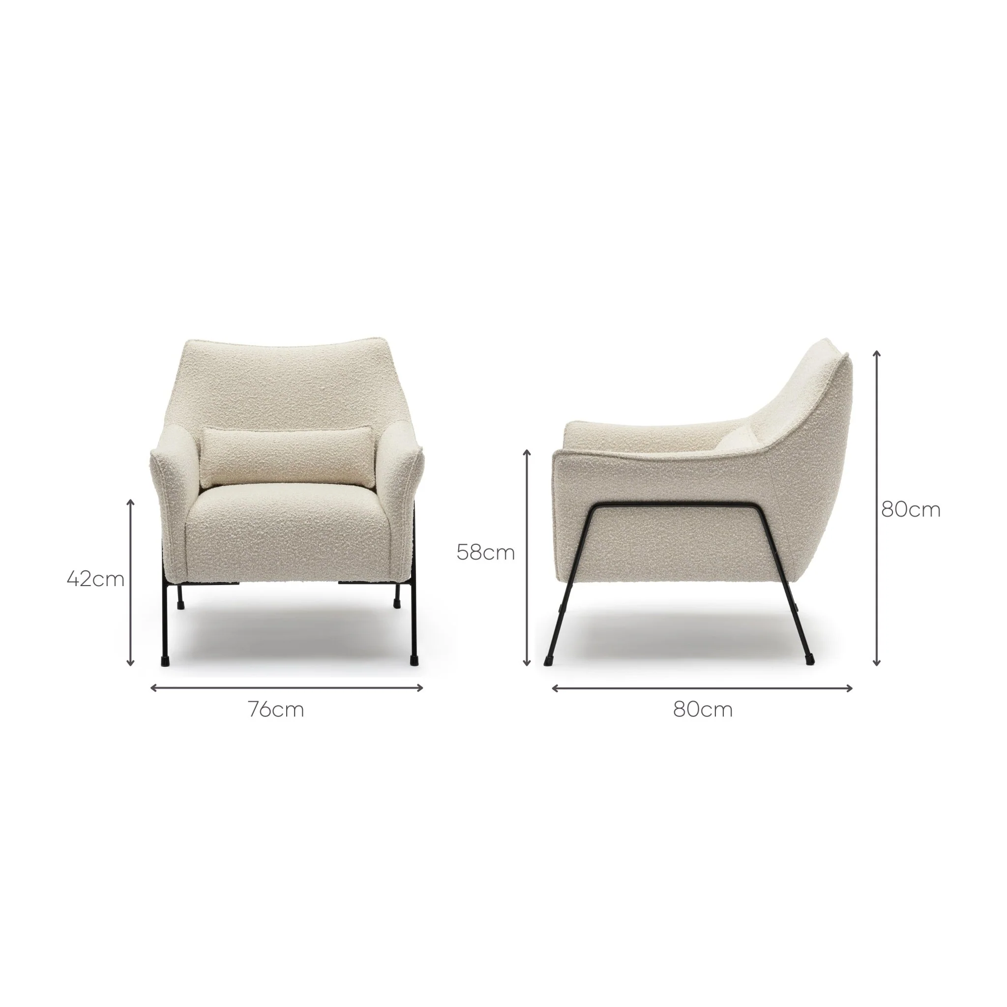 Kubik Accent Chair - Ivory Boucle - Image 8