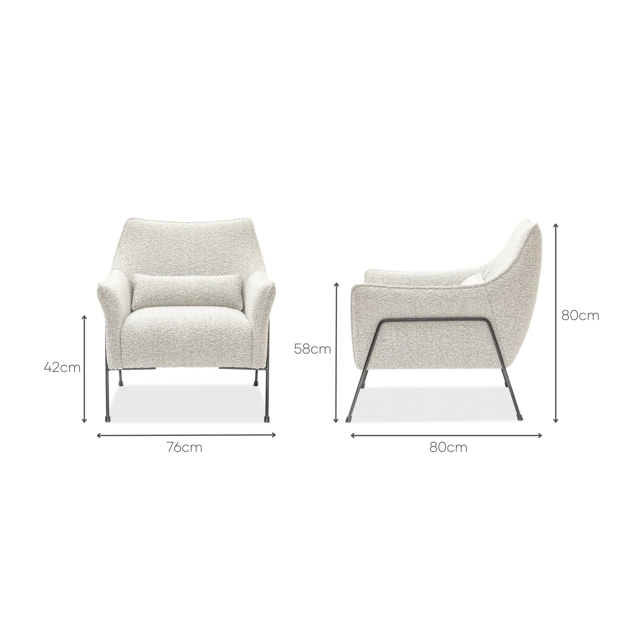 Kubik Accent Chair - Salt & Pepper Boucle - Image 6