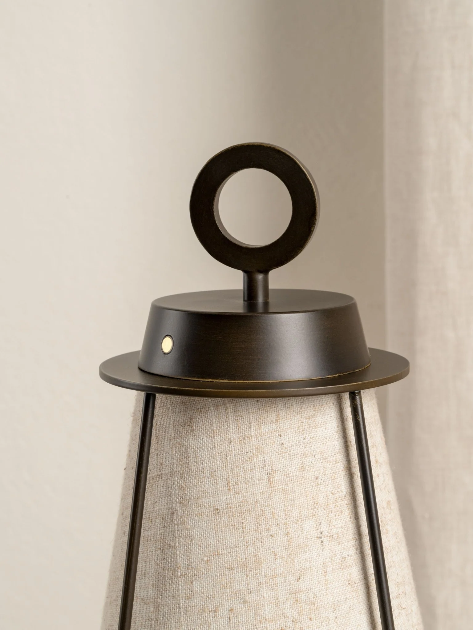 Lanterna - Bronze And Linen Rechargeable Table Lamp - Image 4
