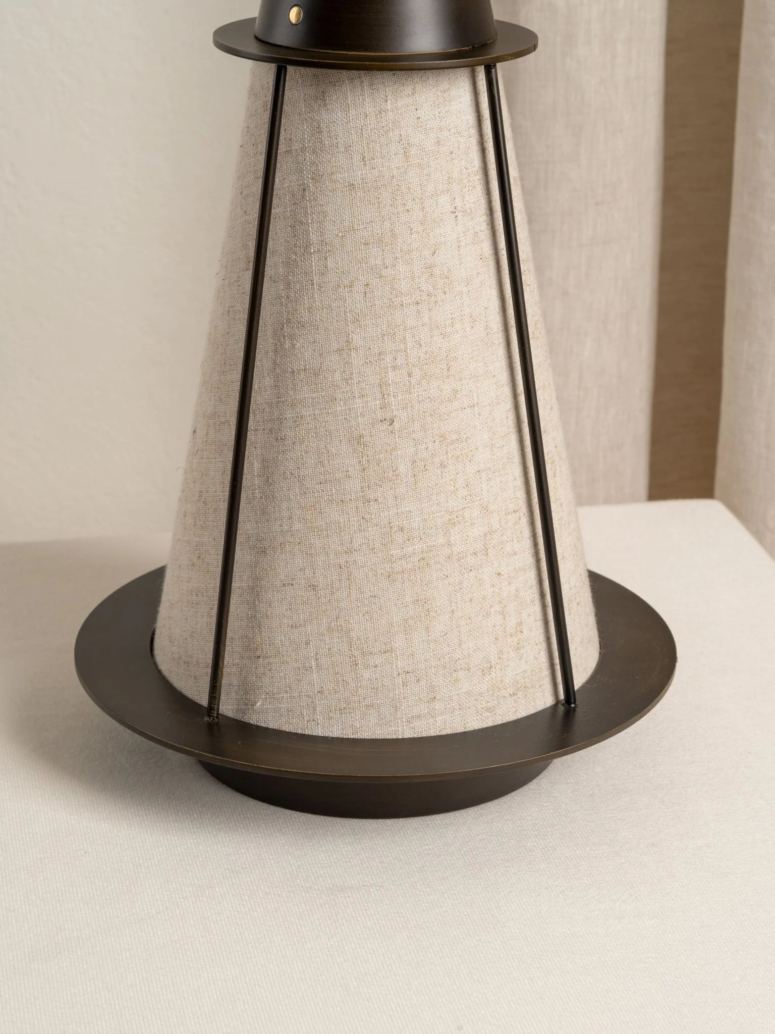 Lanterna - Bronze And Linen Rechargeable Table Lamp - Image 5